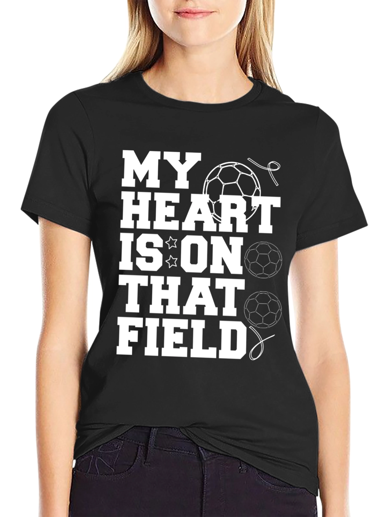 Black My Heart is on That Field Soccer T-Shirt view 2