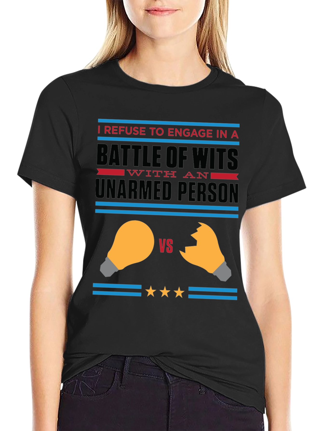 Black Funny "Battle of Wits" Graphic Tee view 2