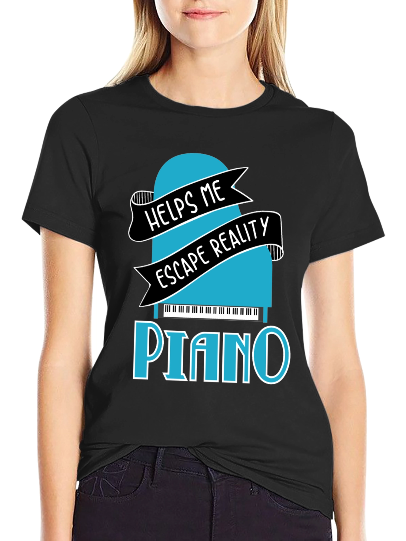 Black Piano Escape Reality Graphic T-Shirt view 2