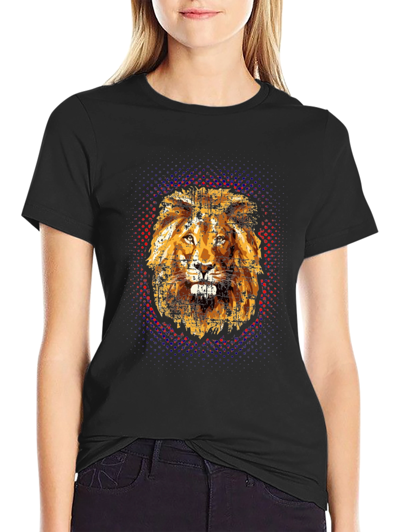 Black Lion Graphic Print Black T-Shirt view 2