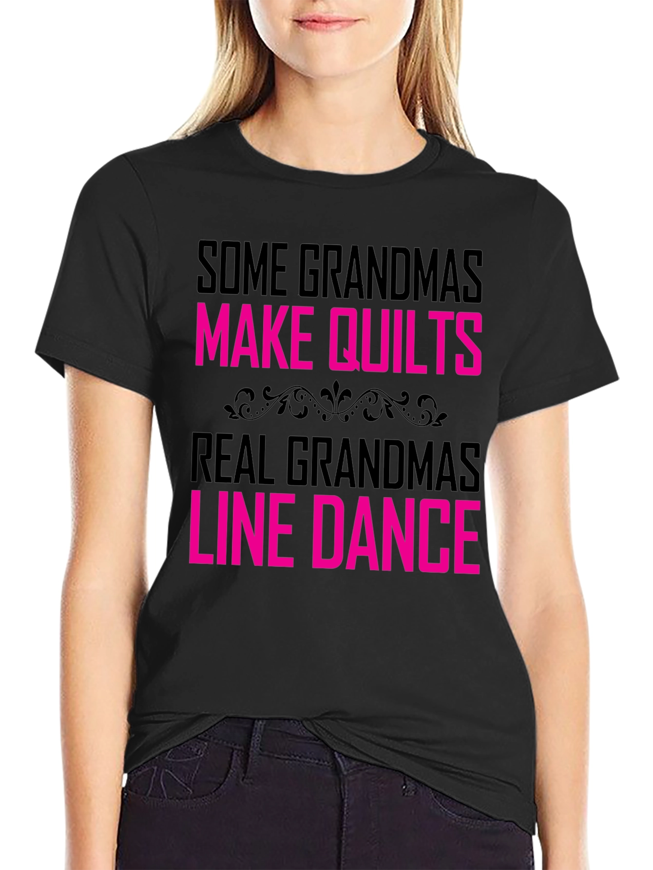 Black Funny Grandma Line Dance T-Shirt view 2