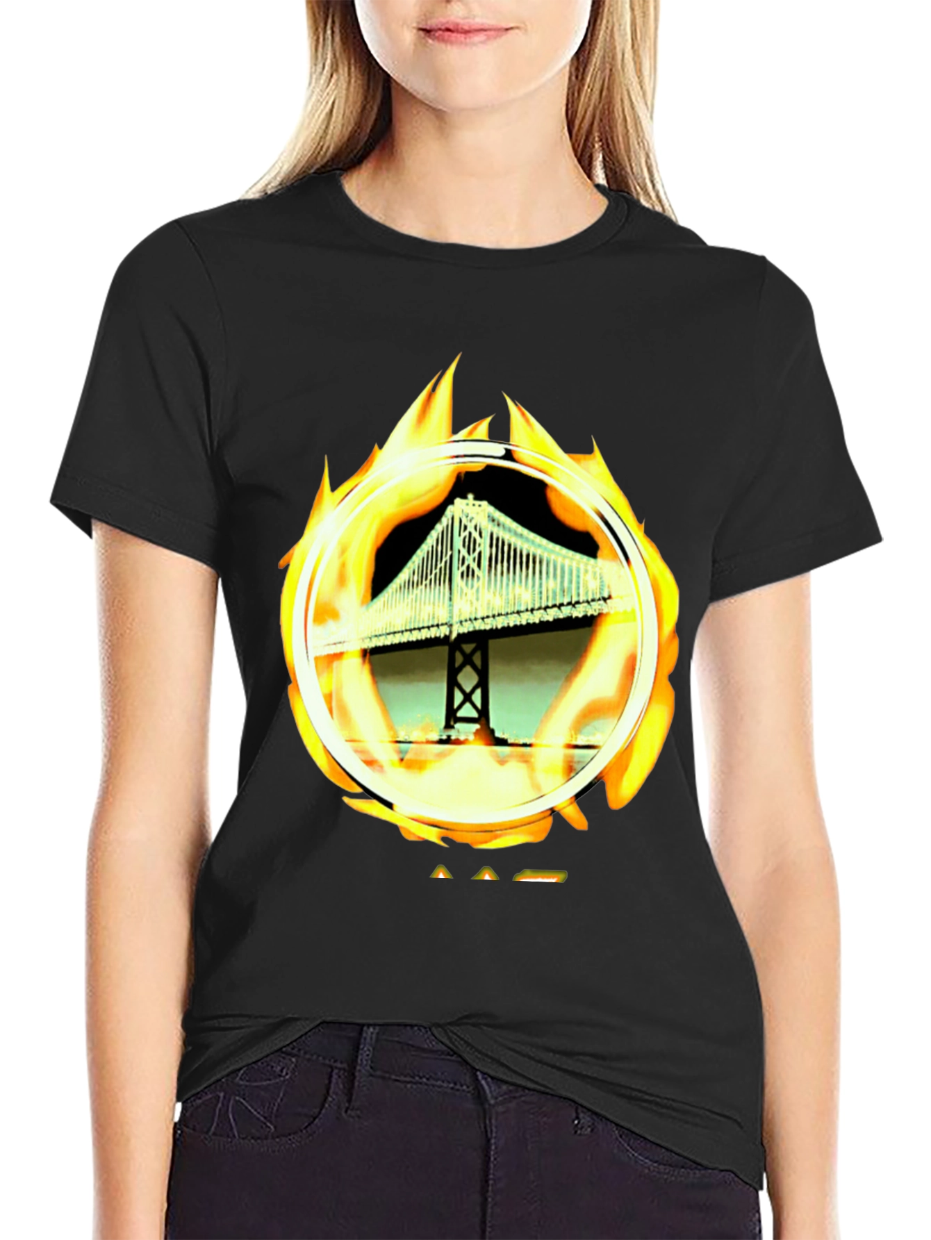 Black Bridge on Fire Graphic Tee - Classic Black view 2