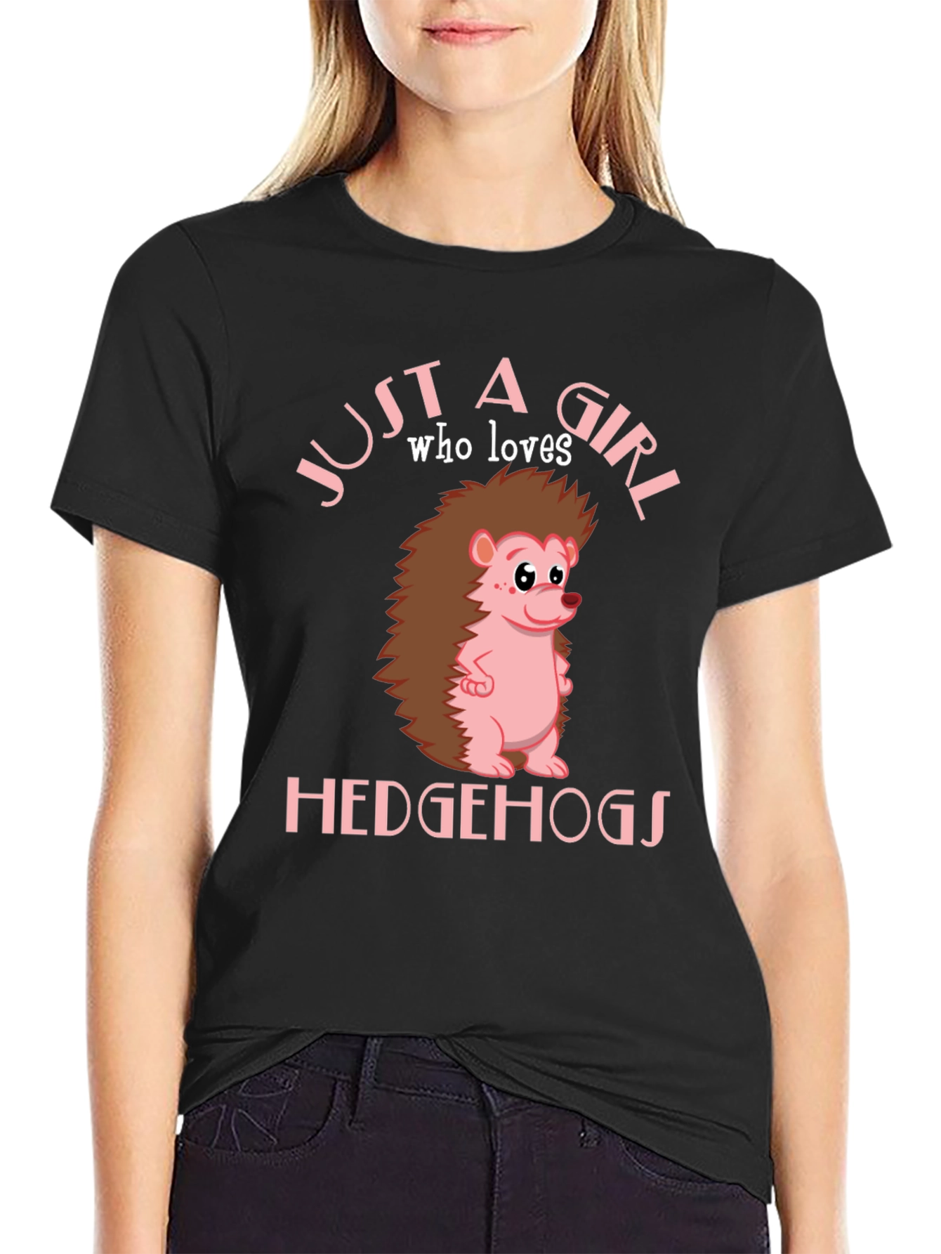 Black Just a Girl Who Loves Hedgehogs T-Shirt view 2