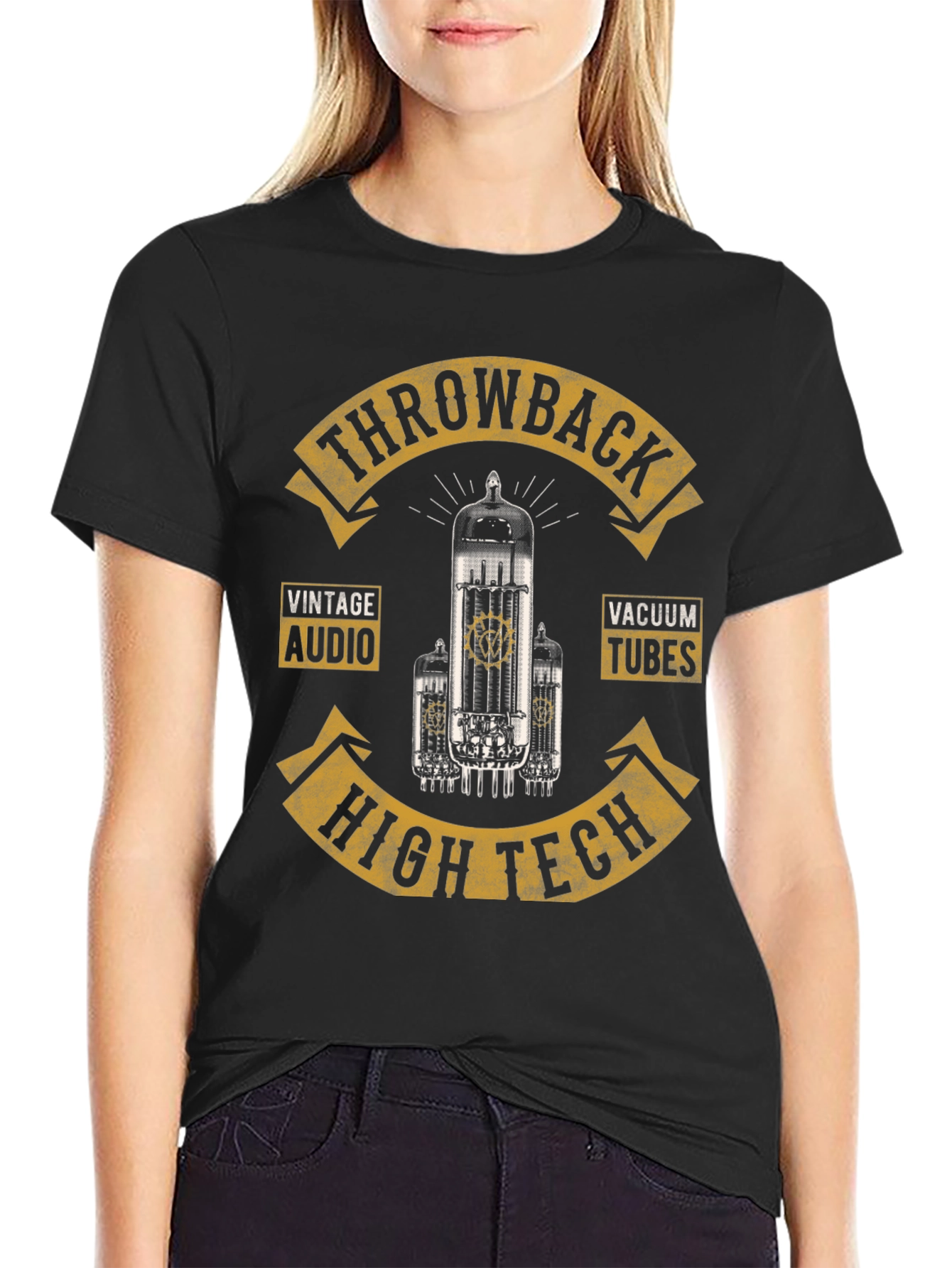 Black Retro Throwback Vacuum Tube T-Shirt view 2