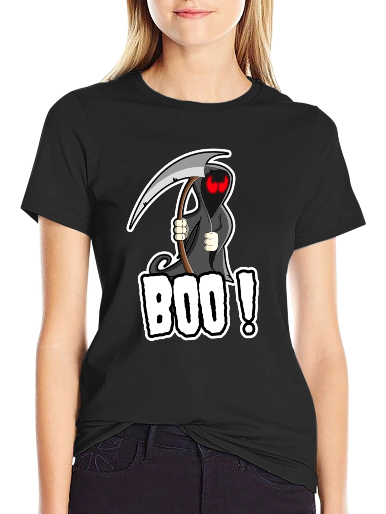 Black Boo! Grim Reaper Graphic Black T-Shirt  view 2