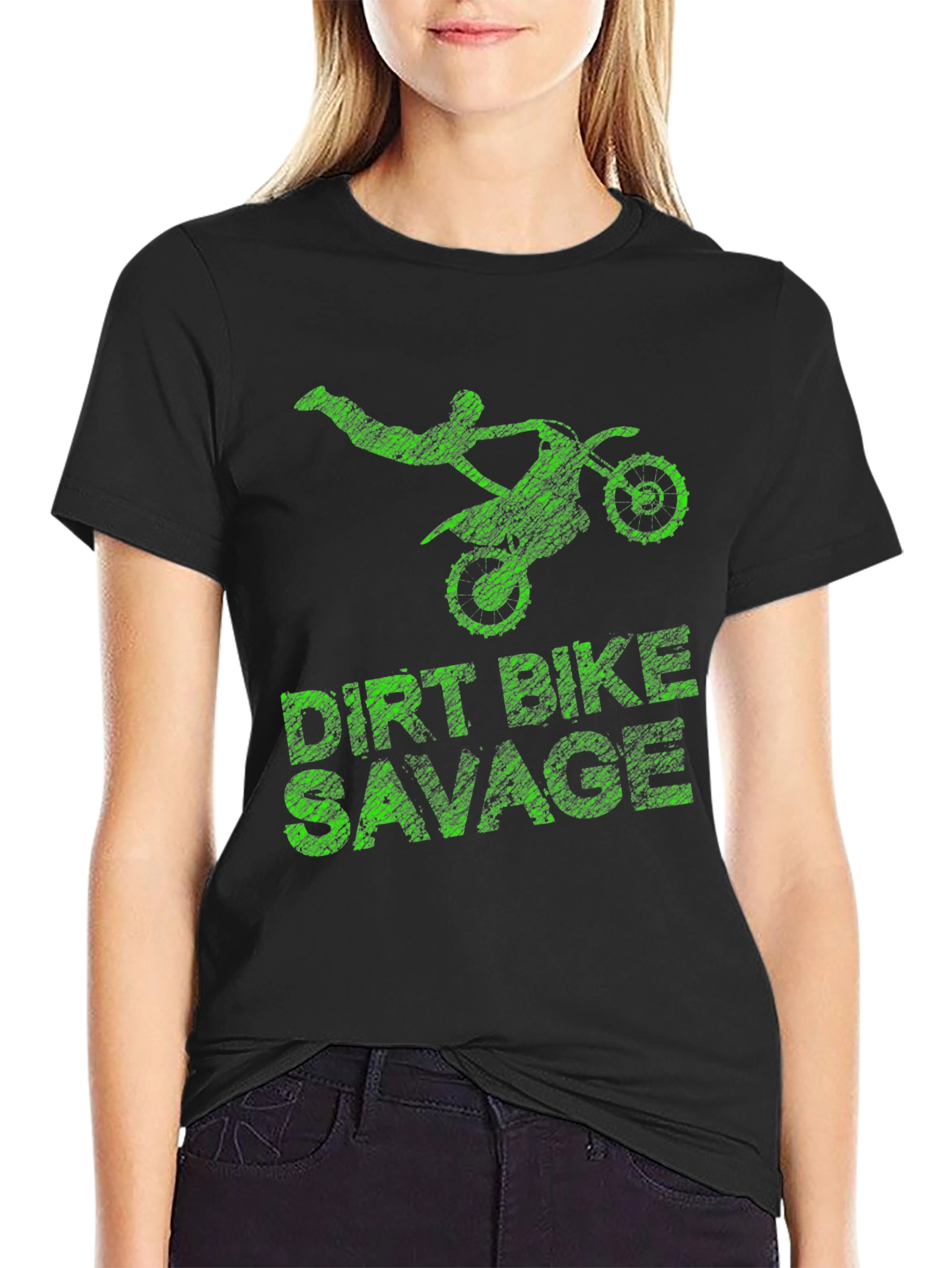 Black Dirt Bike Savage Graphic T-Shirt view 2