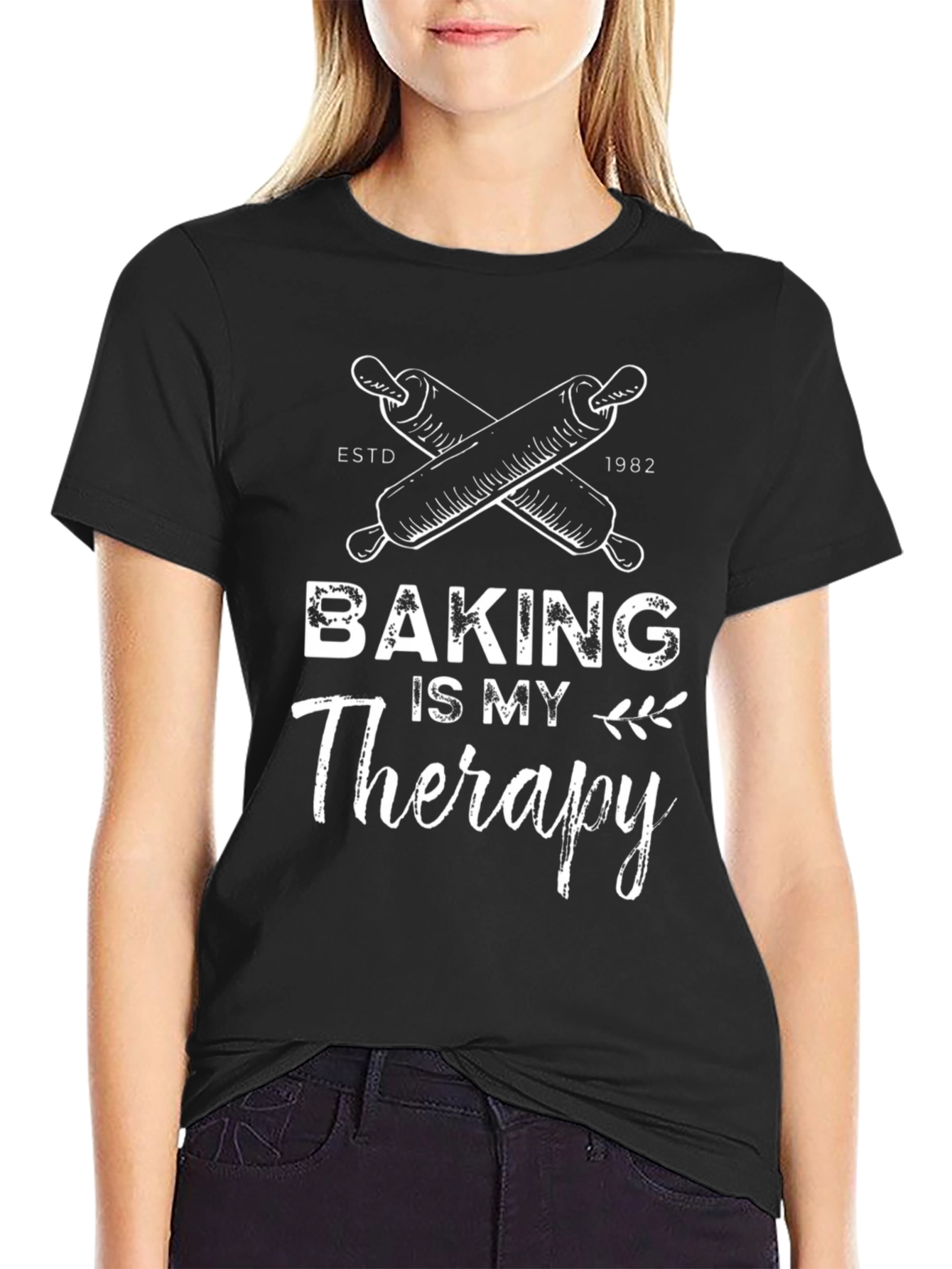 Black Baking is My Therapy T-Shirt - Baker's Gift view 2