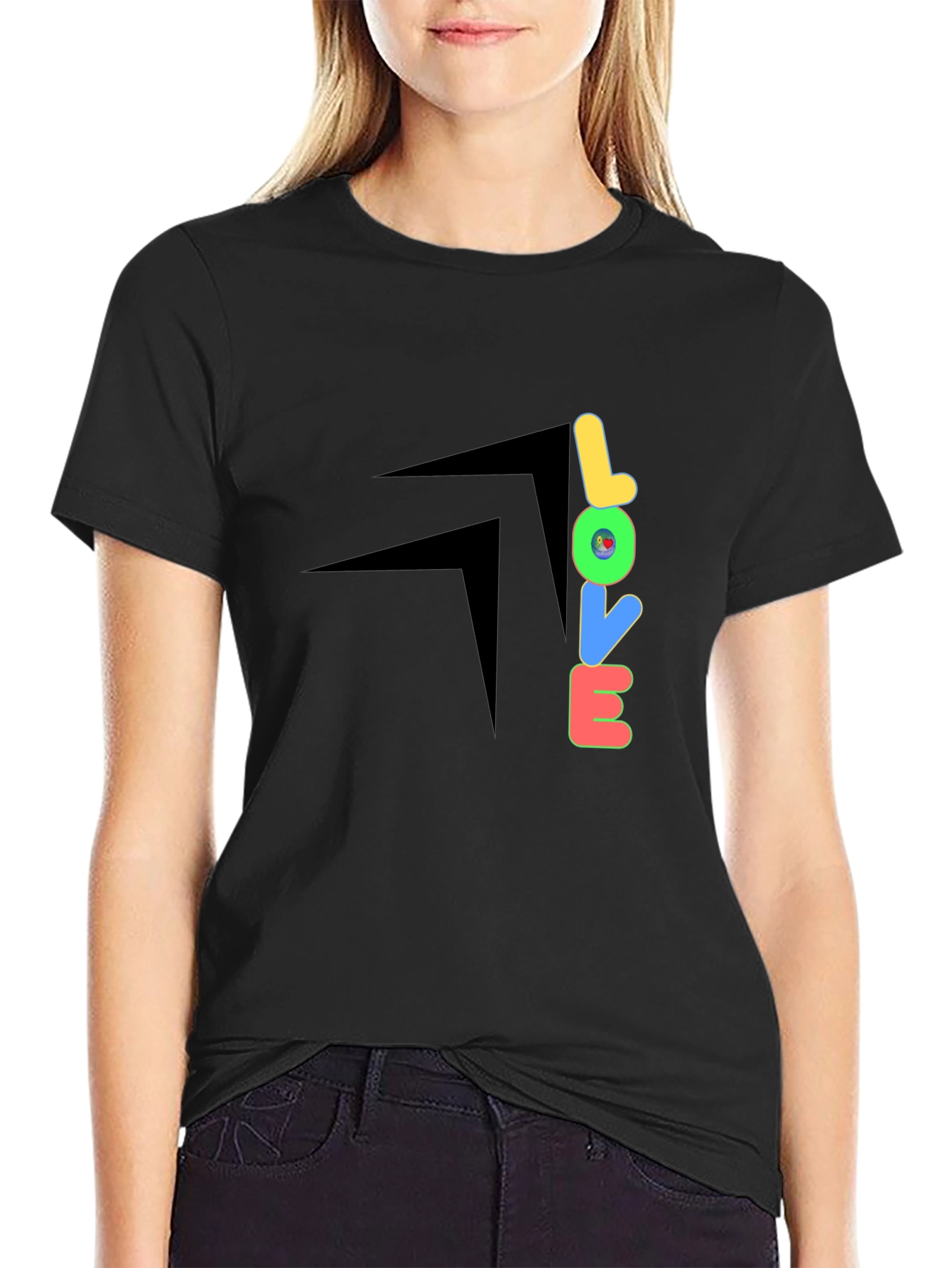 Black LOVE Graphic Black T-Shirt view 2