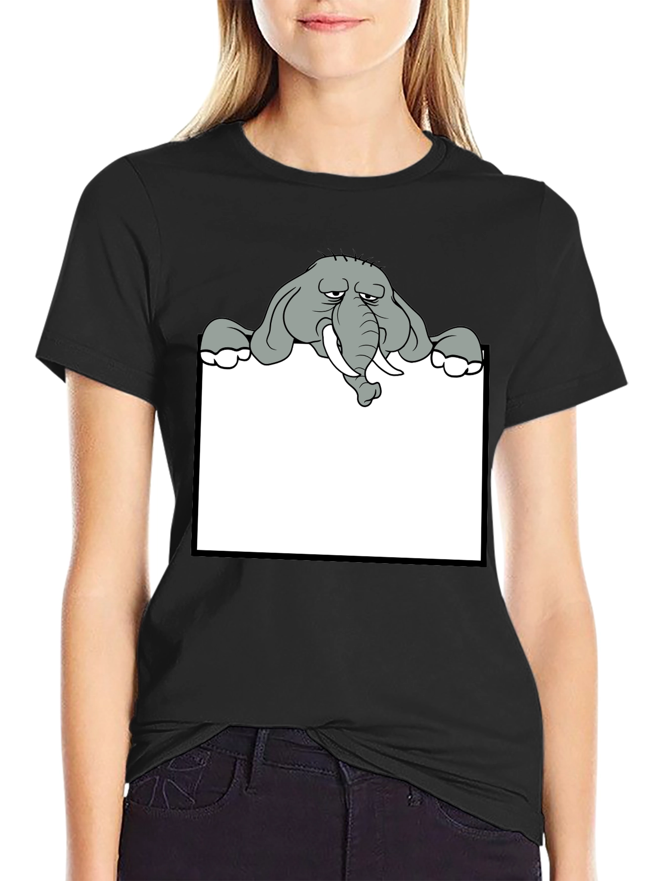 Black Elephant Peek-a-boo Graphic Tee - Unique Design view 2
