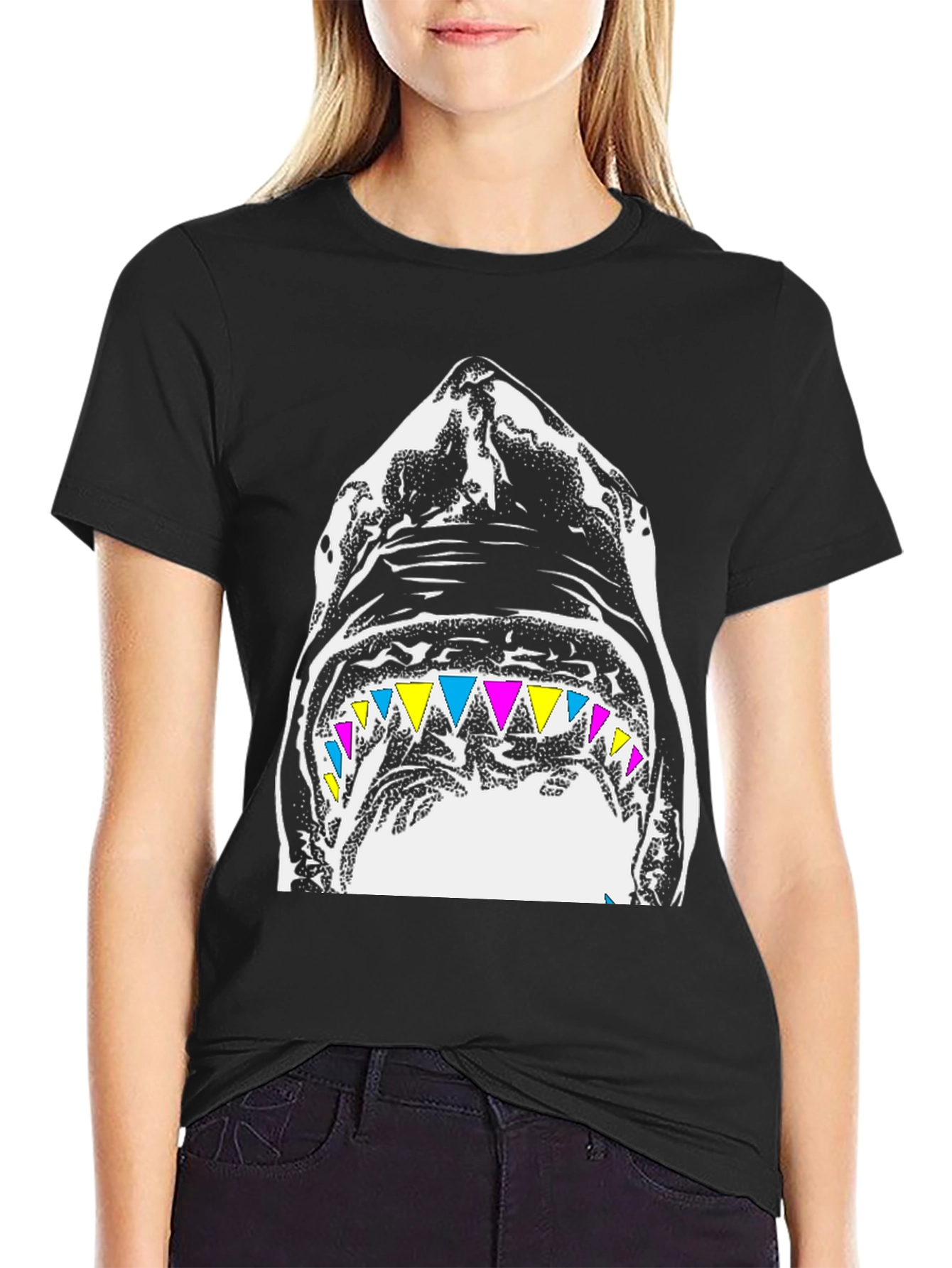 Black Shark Graphic Black T-Shirt view 2