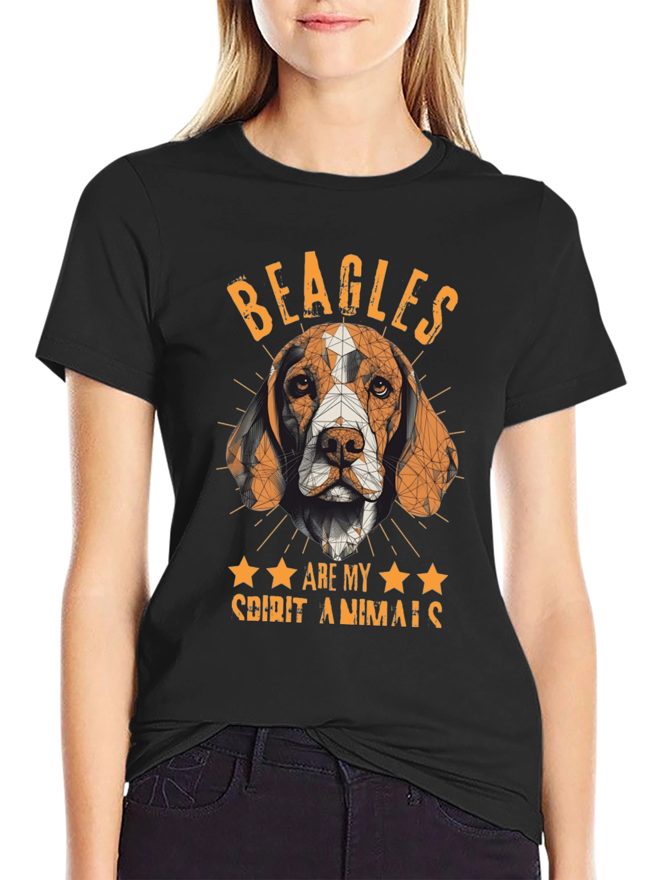 Black Beagle Spirit Animal Graphic T-Shirt view 2