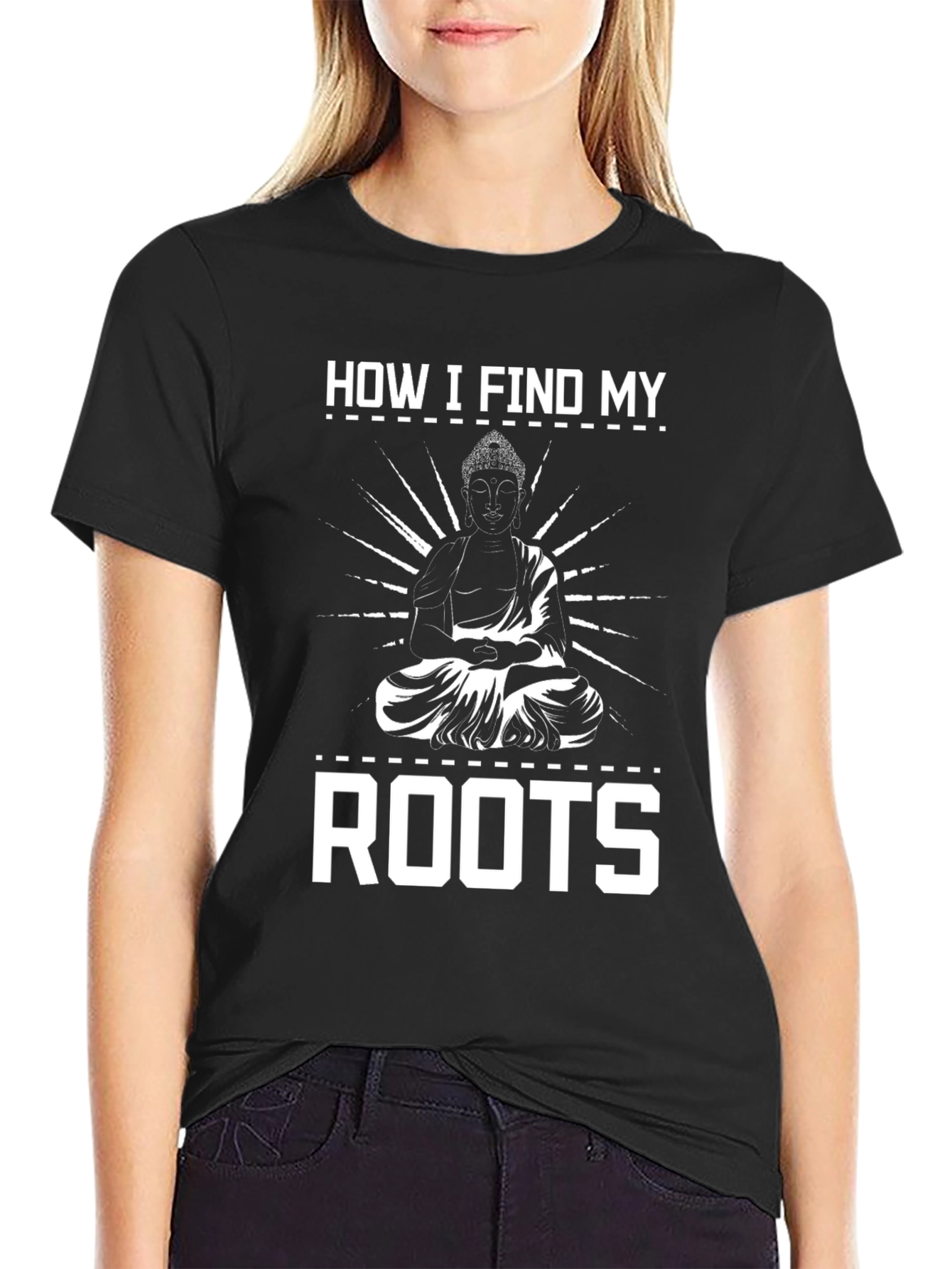 Black Find My Roots Buddha T-Shirt view 2