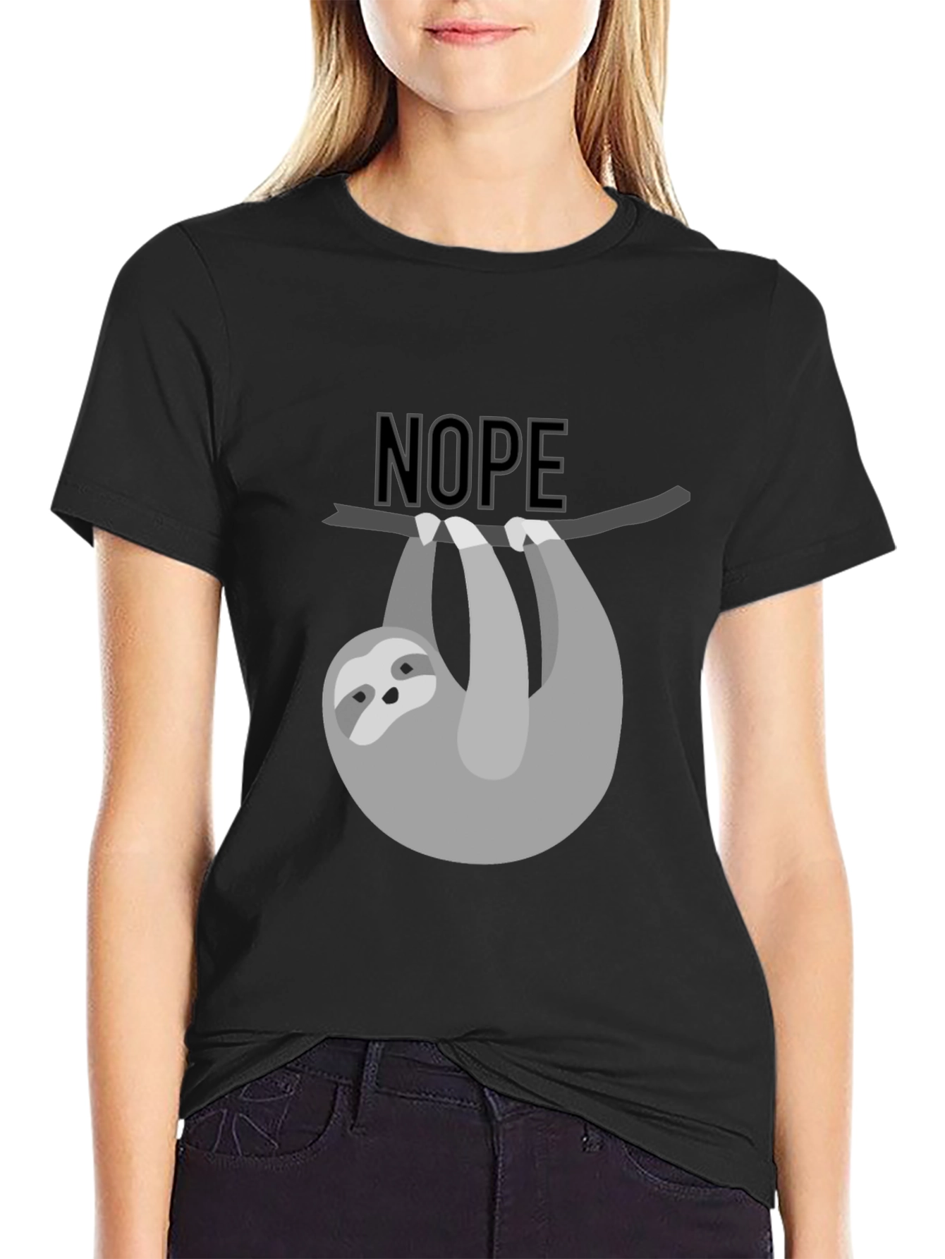 Black Nope Sloth Graphic Tee - Men's Black T-Shirt view 2
