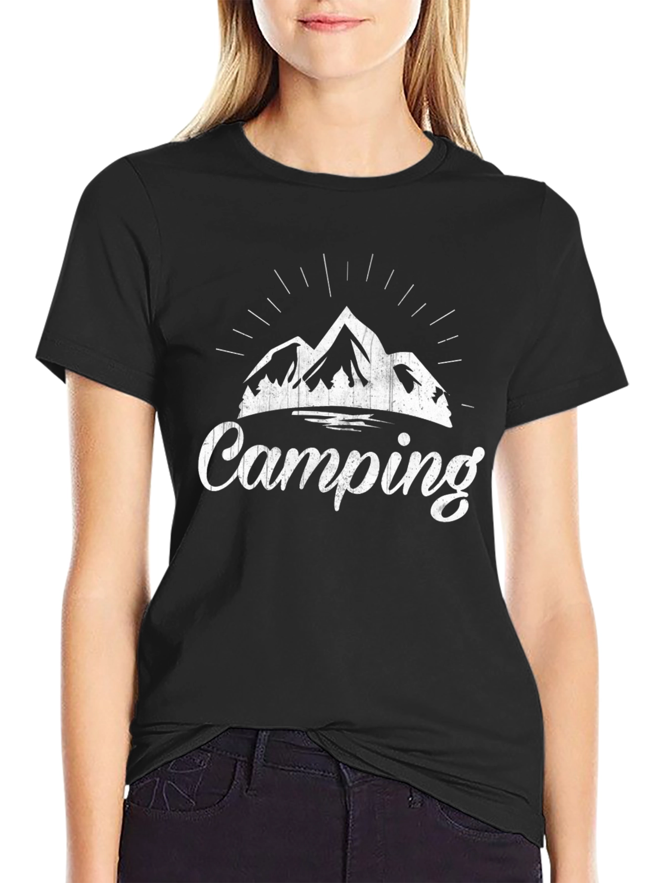 Black Camping Graphic T-Shirt for Outdoor Lovers view 2