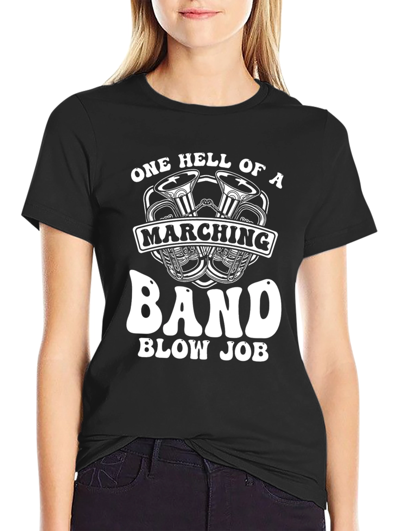 Black One Hell of a Marching Band T-Shirt view 2