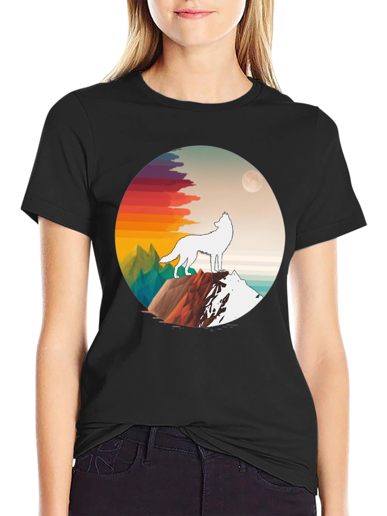 Black Wolf Mountain Graphic Tee - Black Unisex T-Shirt view 2