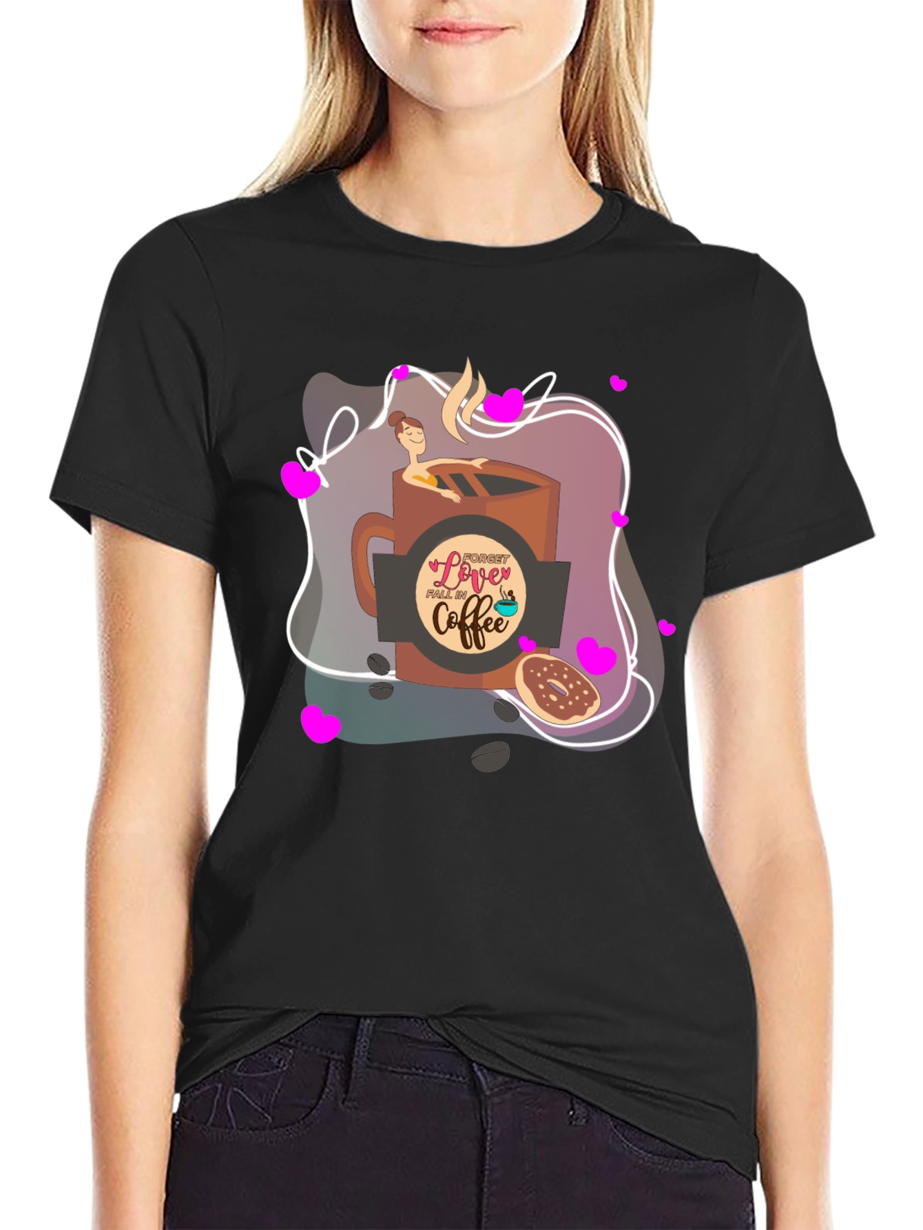 Black Love Coffee T-Shirt - Unique Graphic Print, Casual Wear view 2