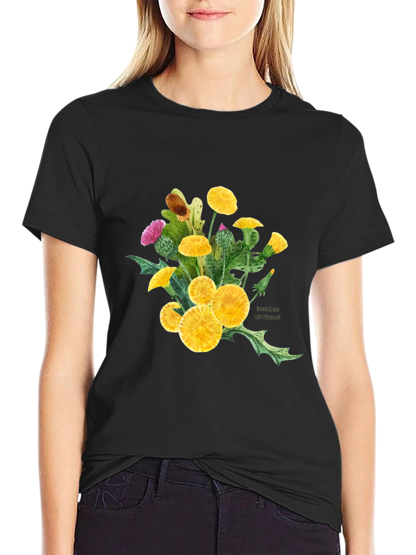 Black Floral Graphic T-Shirt - Stylish Menswear view 2