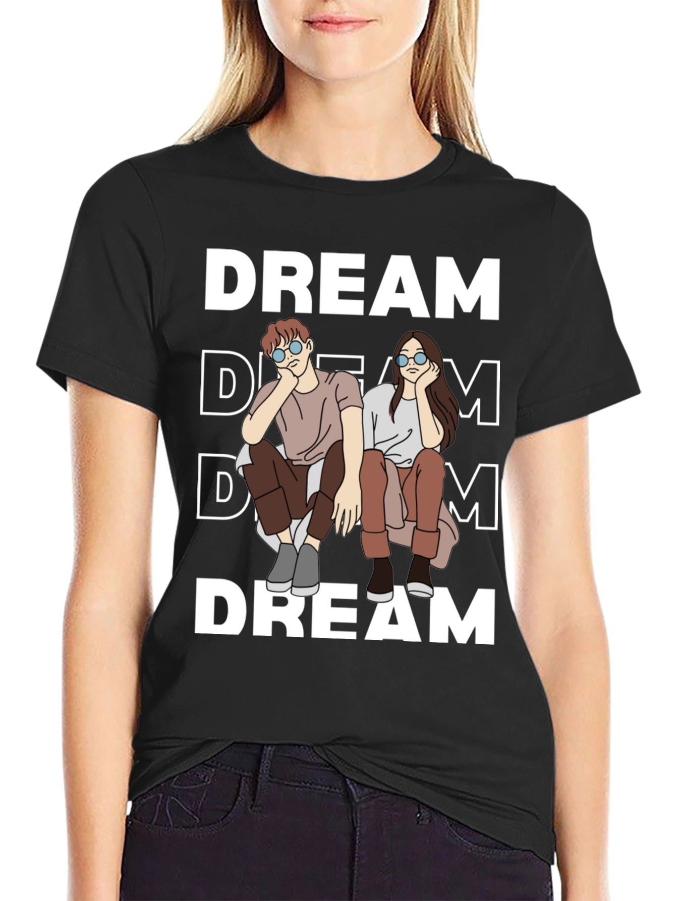 Black Dream Couple Graphic T-Shirt - Casual Unisex Tee view 2