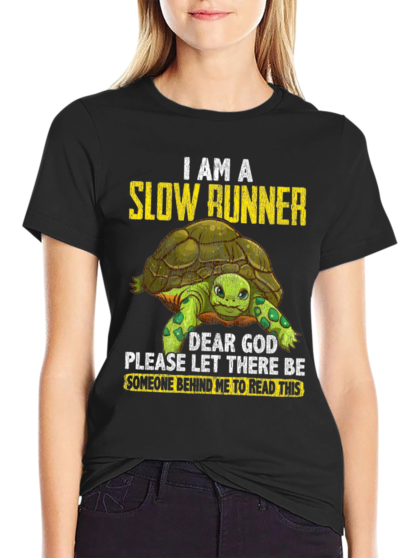 Black Slow Runner Turtle Graphic T-Shirt view 2