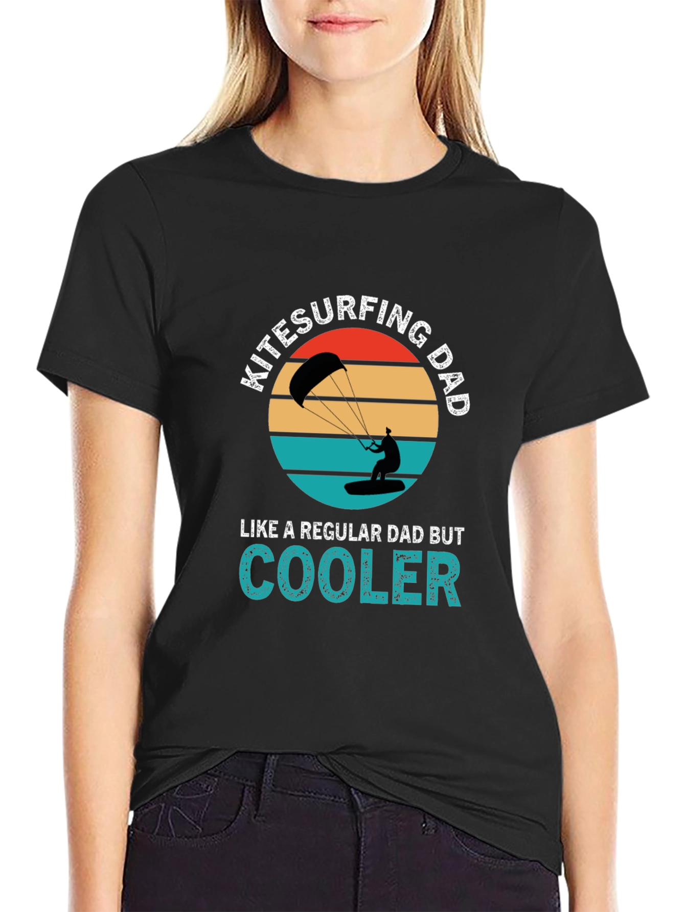 Black Kitesurfing Dad T-Shirt - Cooler Than Regular! view 2