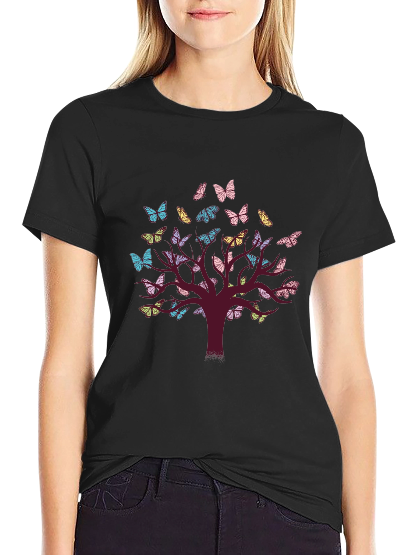 Black Butterfly Tree Graphic Tee - Unisex view 2
