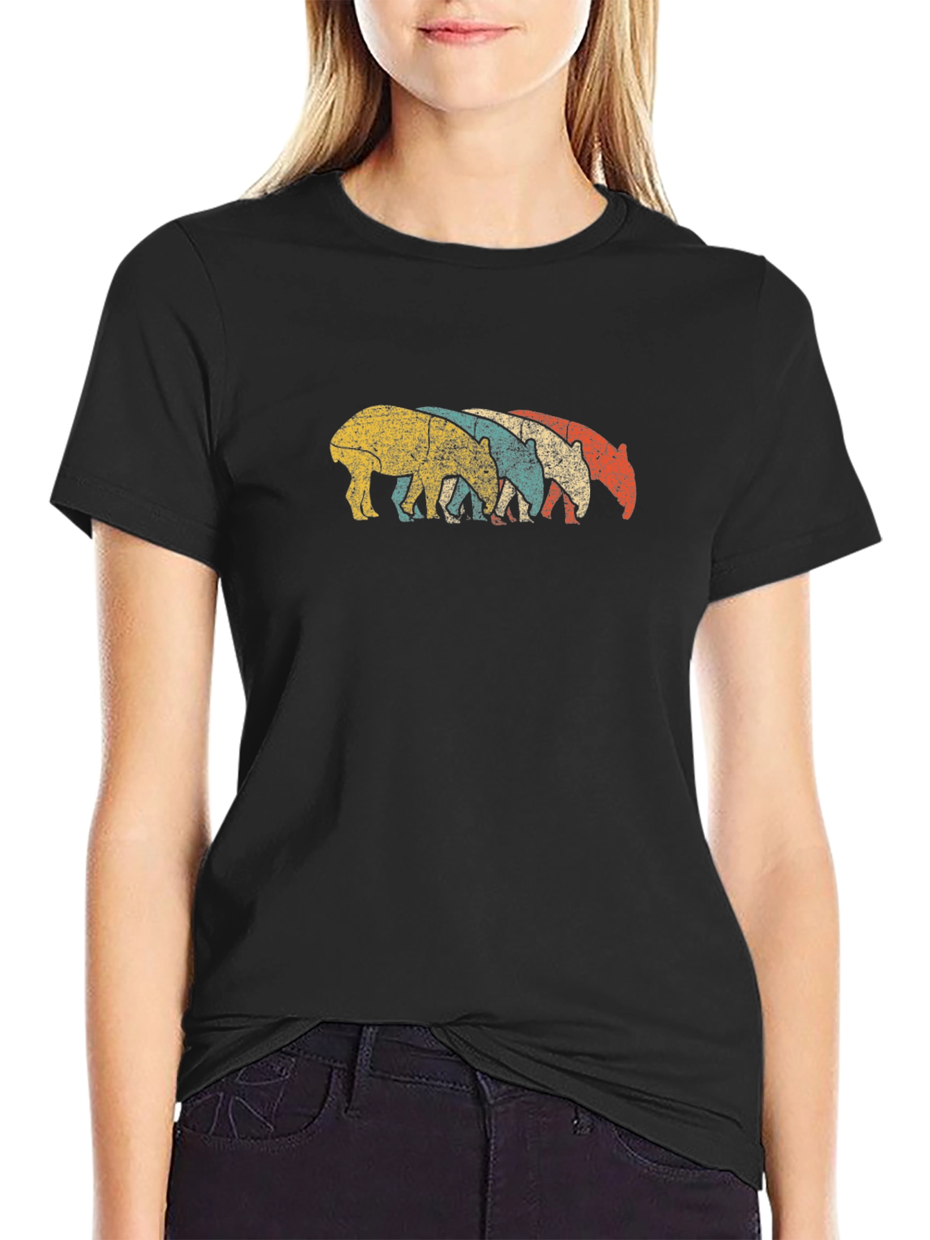 Black Retro Tapir T-Shirt view 2