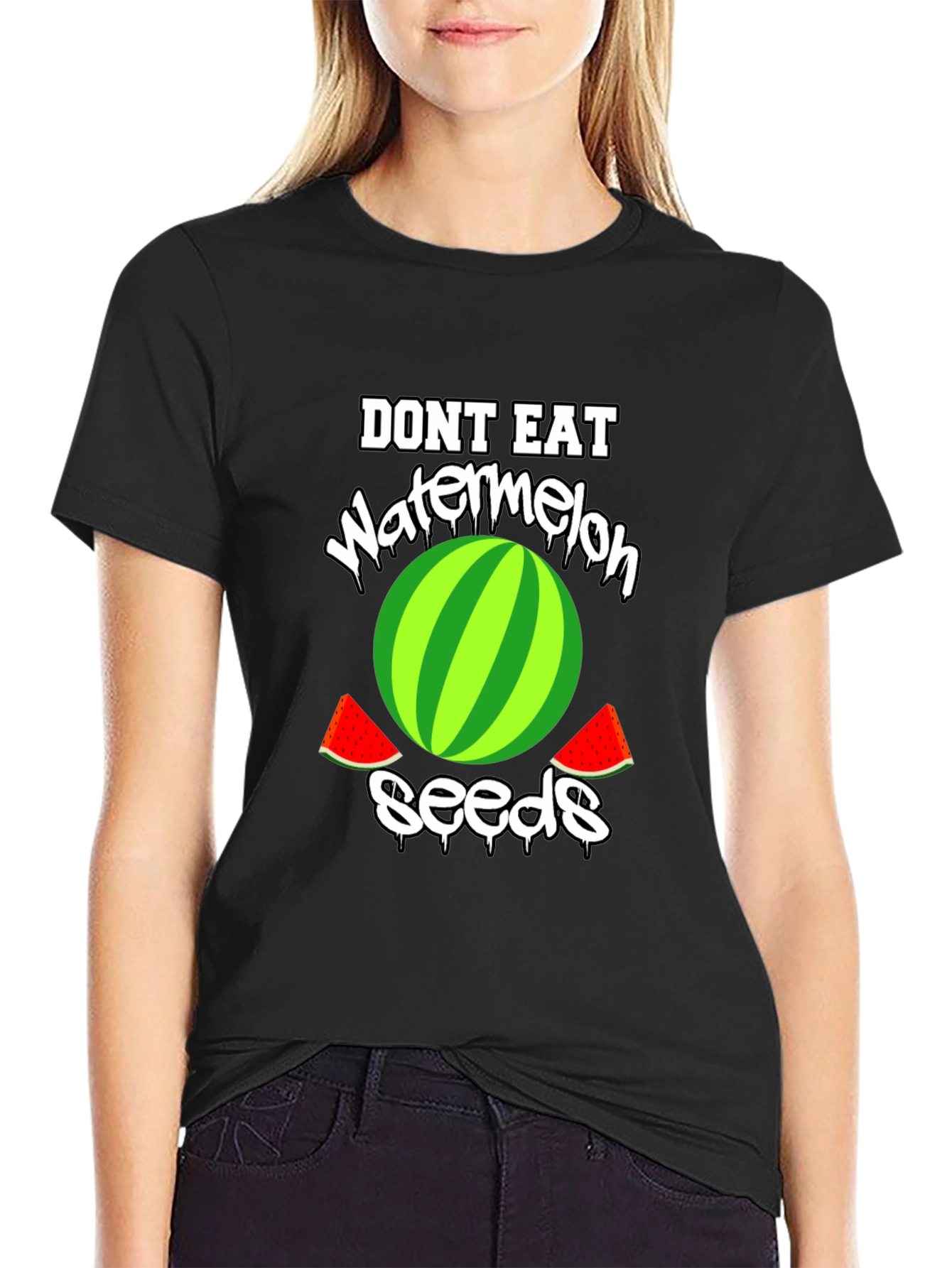 Black Don't Eat Watermelon Seeds Graphic Tee view 2