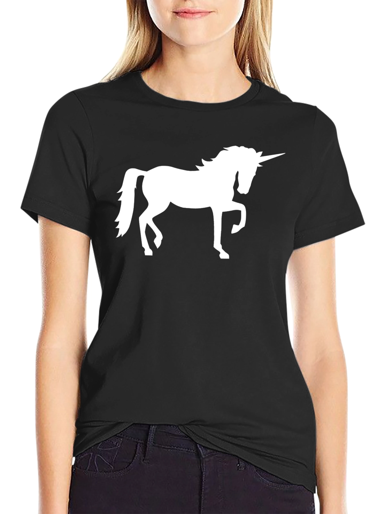 Black Unicorn Graphic Tee - Black Cotton Casual Shirt view 2