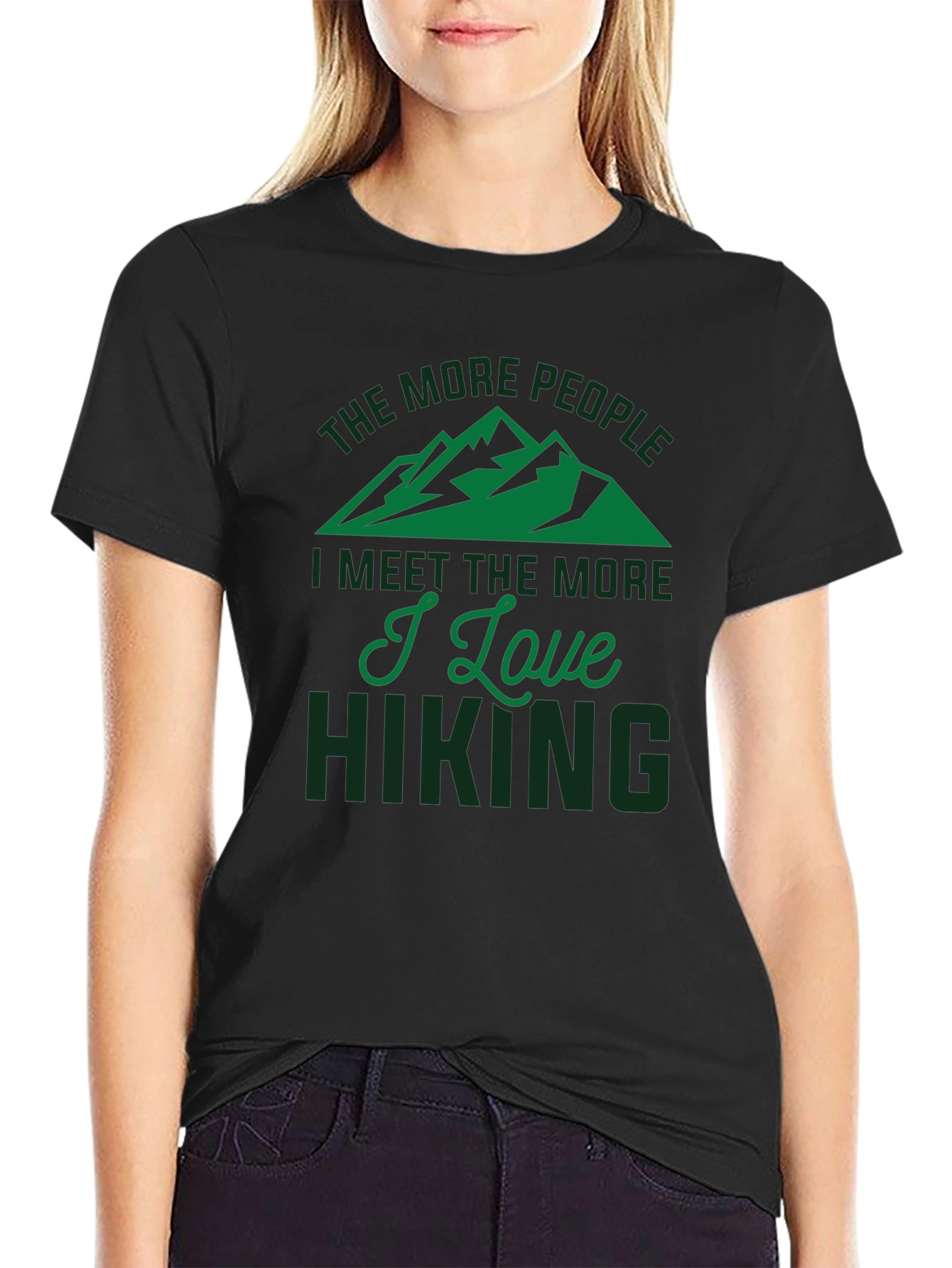 Black Hiking Lover T-Shirt - The More People I Meet view 2