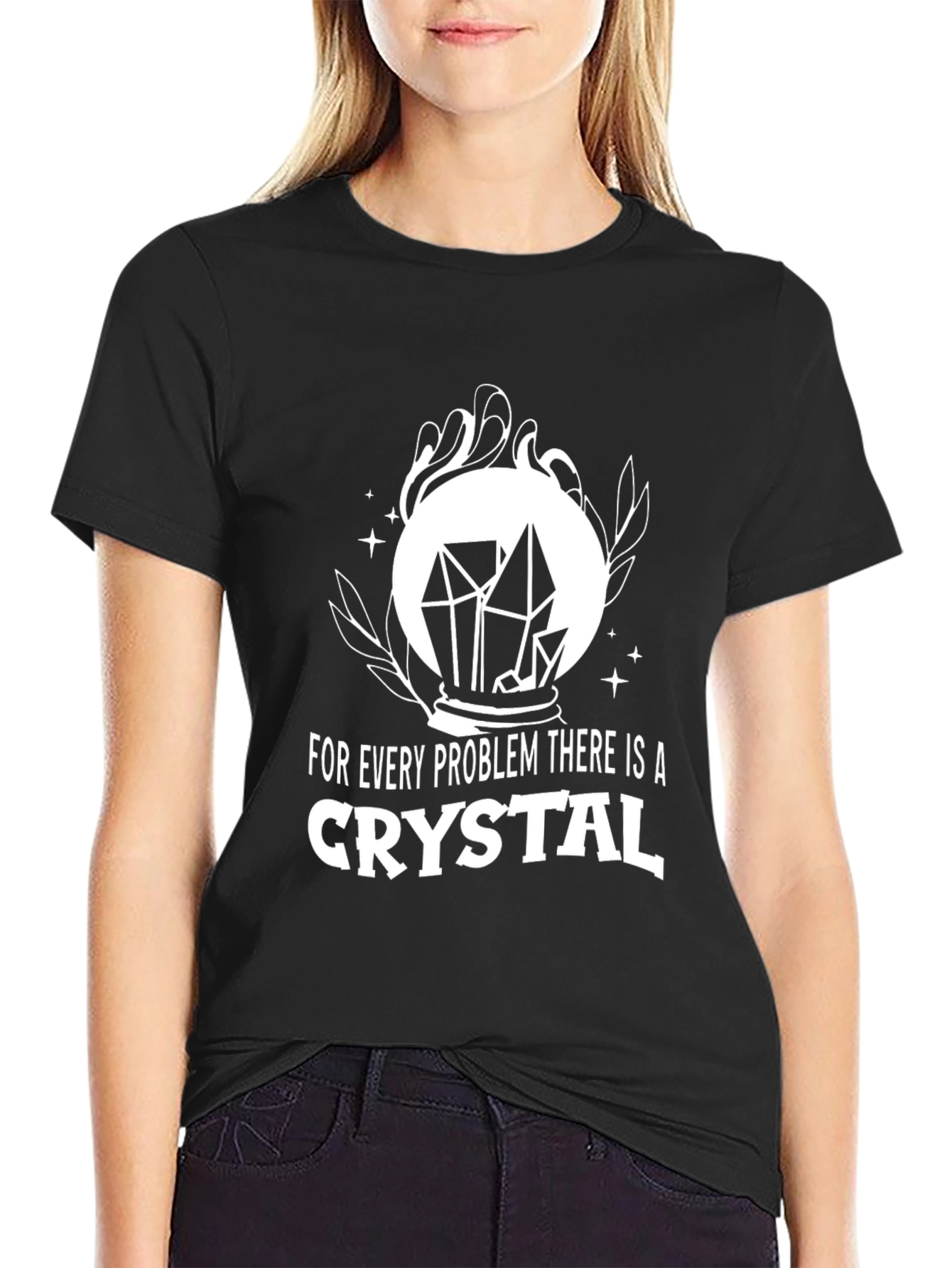Black Crystal Problem Solving T-Shirt - Black Graphic Tee view 2