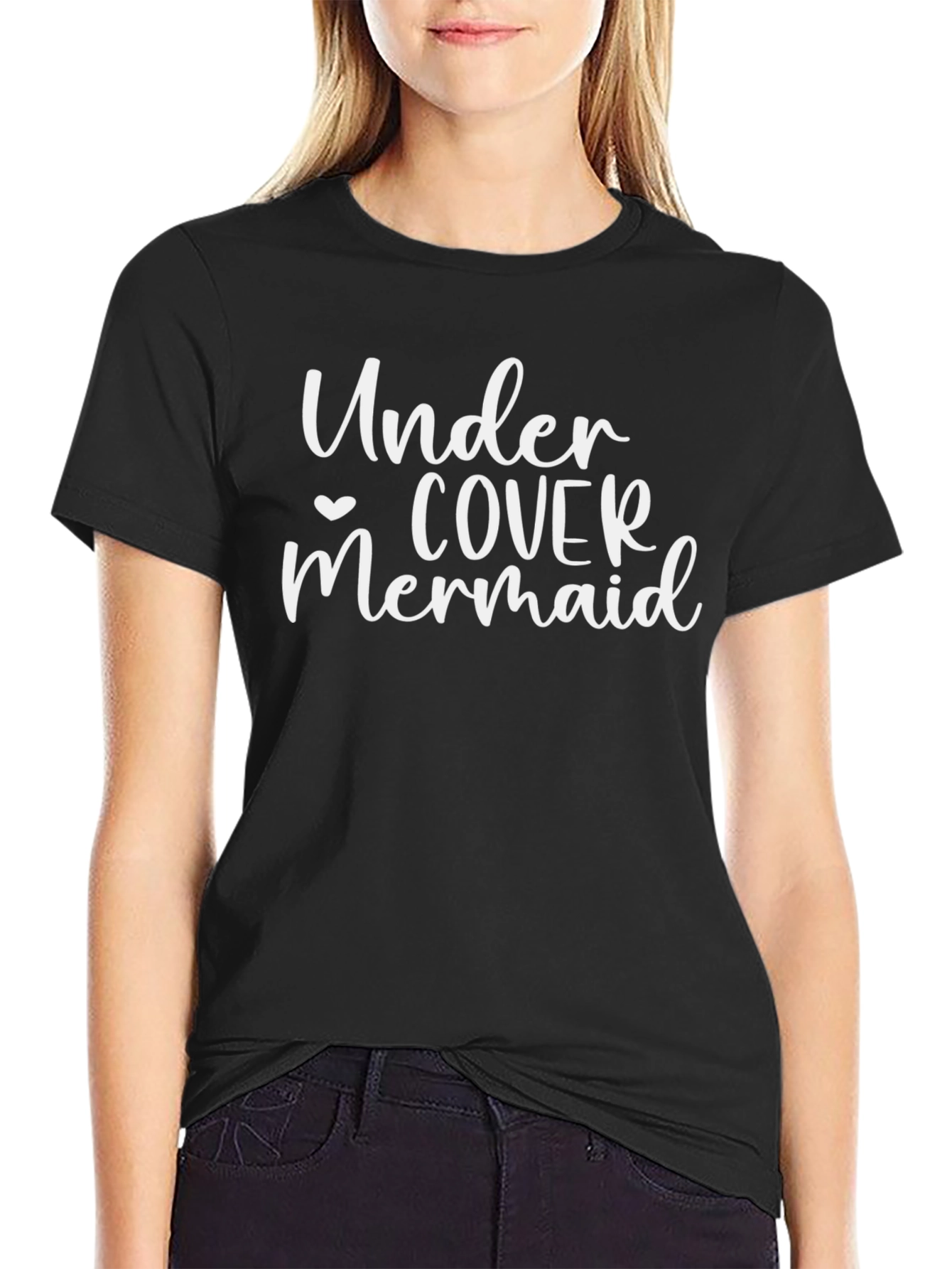 Black Undercover Mermaid Graphic Tee - Casual Black T-Shirt view 2