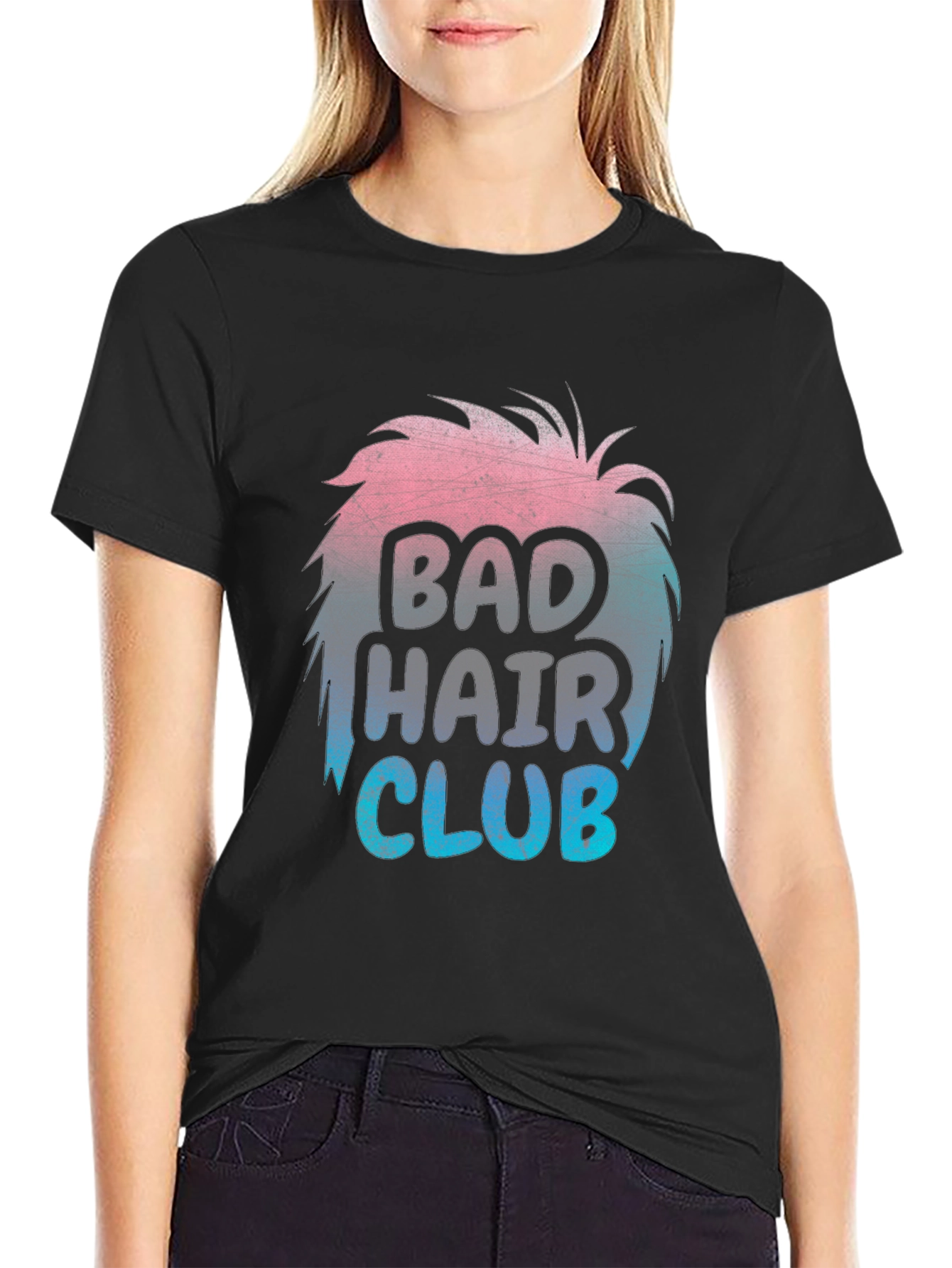 Black Bad Hair Club T-Shirt Funny Hairstyle Tee view 2