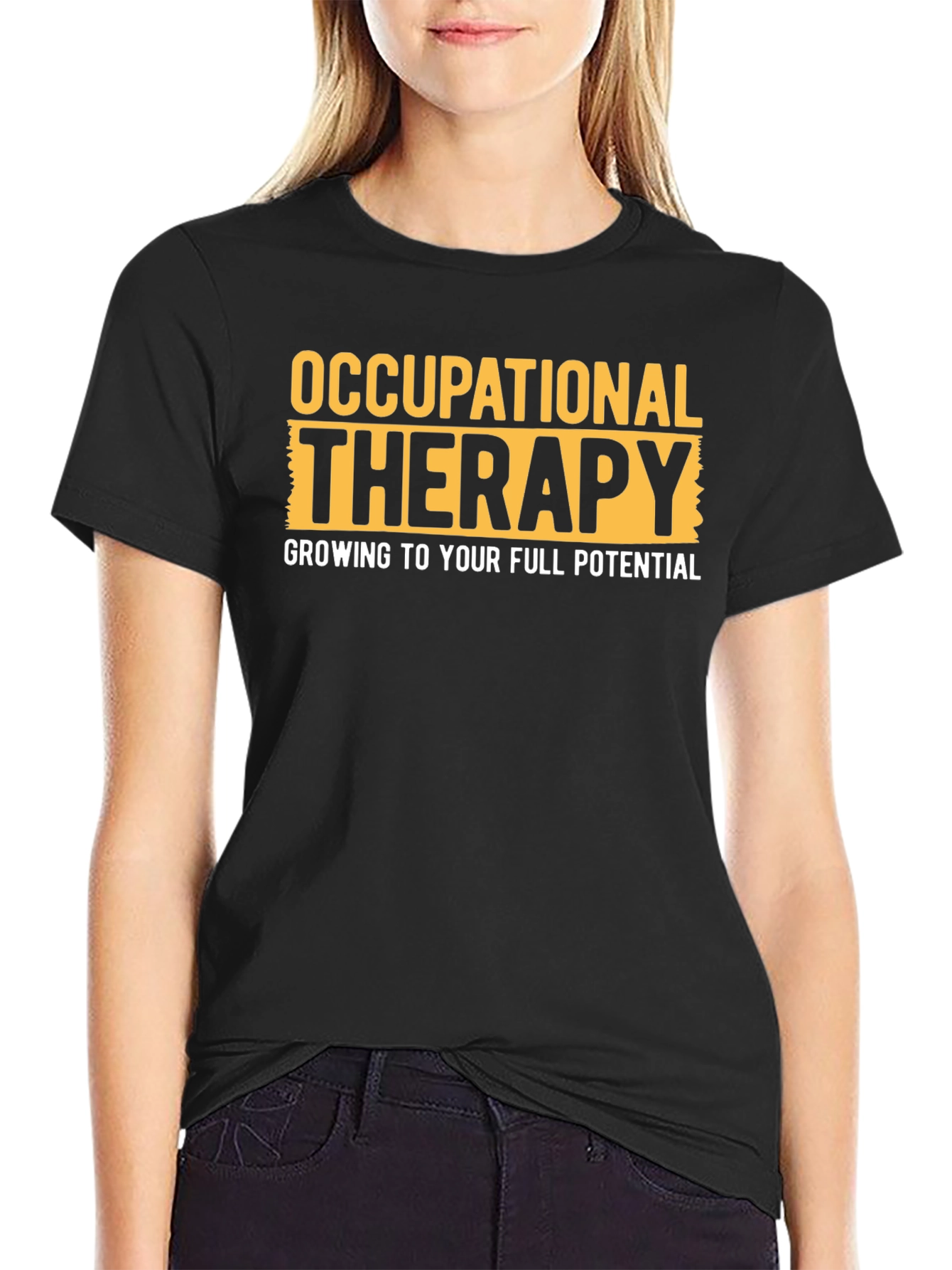 Black Occupational Therapy T-Shirt - Growing to Full Potential view 2