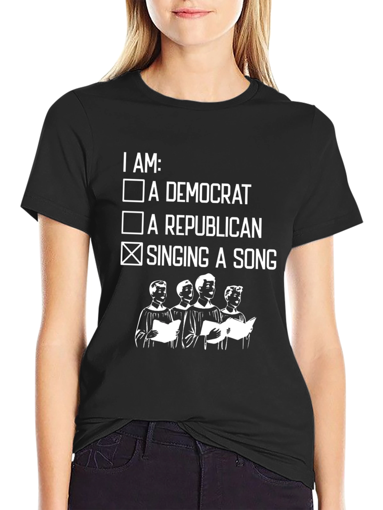 Black Singing Song T-Shirt: Funny Political Choir Apparel view 2