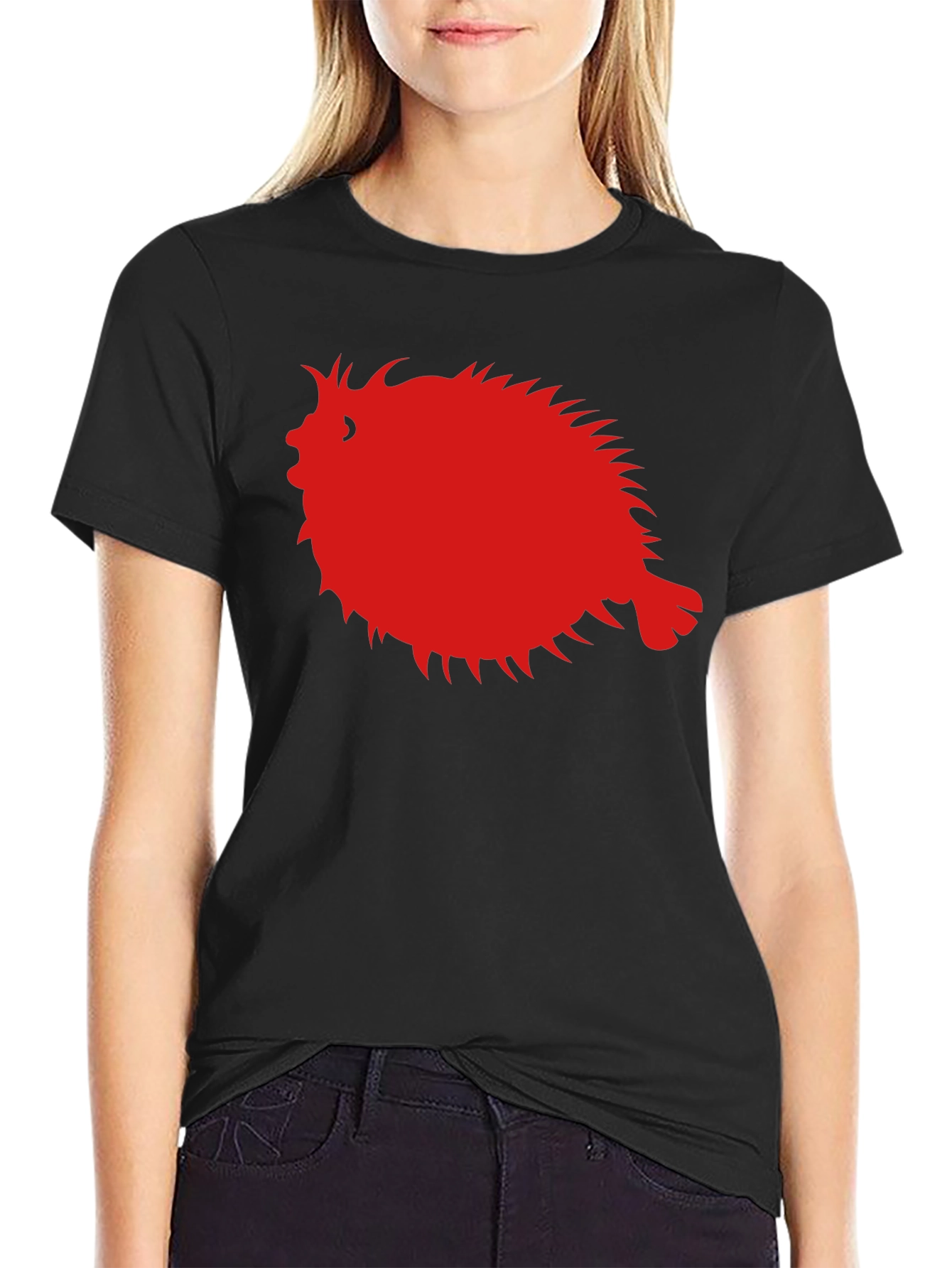 Black Pufferfish Graphic Tee - Black Cotton Comfort view 2