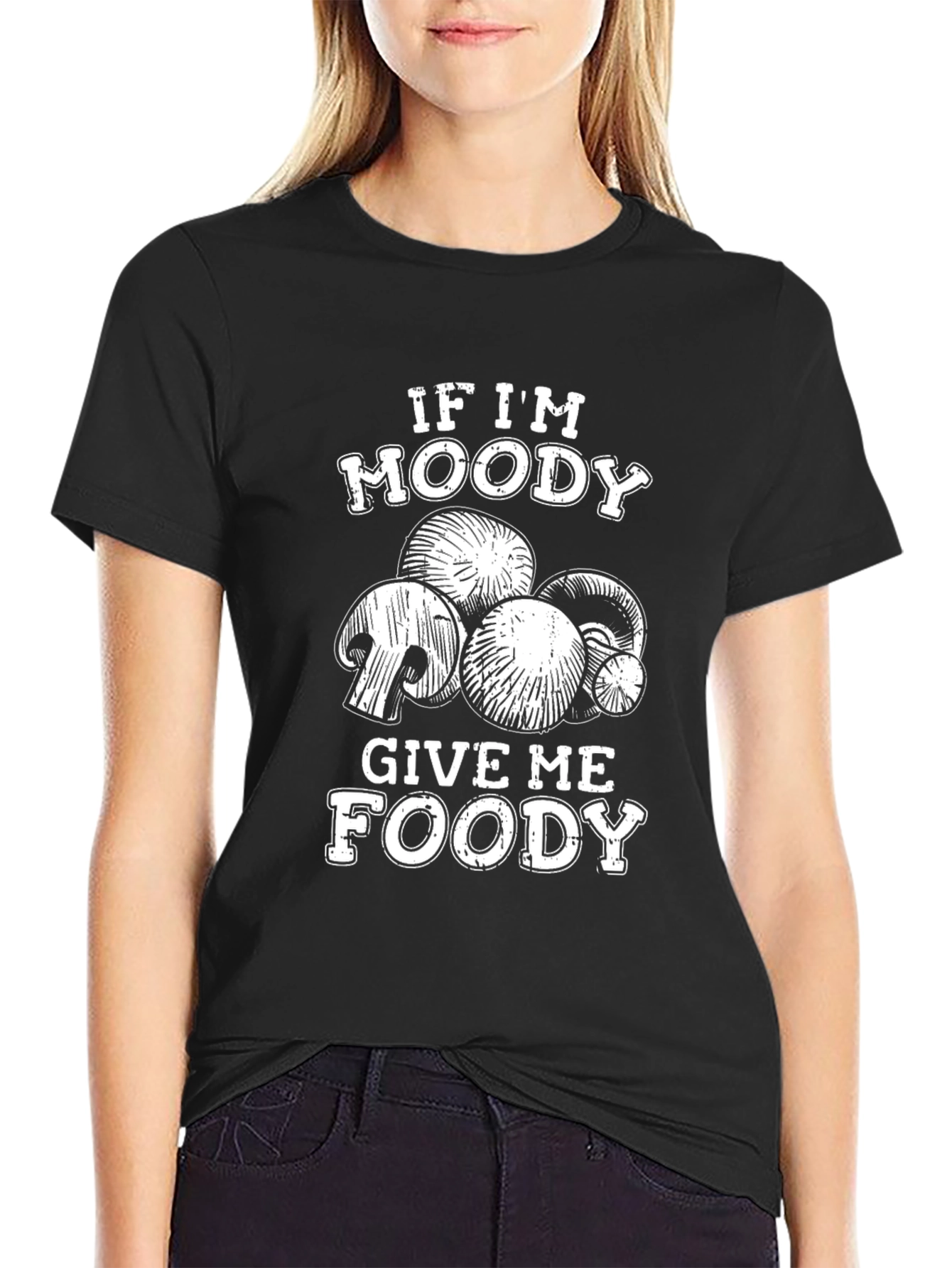 Black Funny Mushroom Graphic T-Shirt view 2