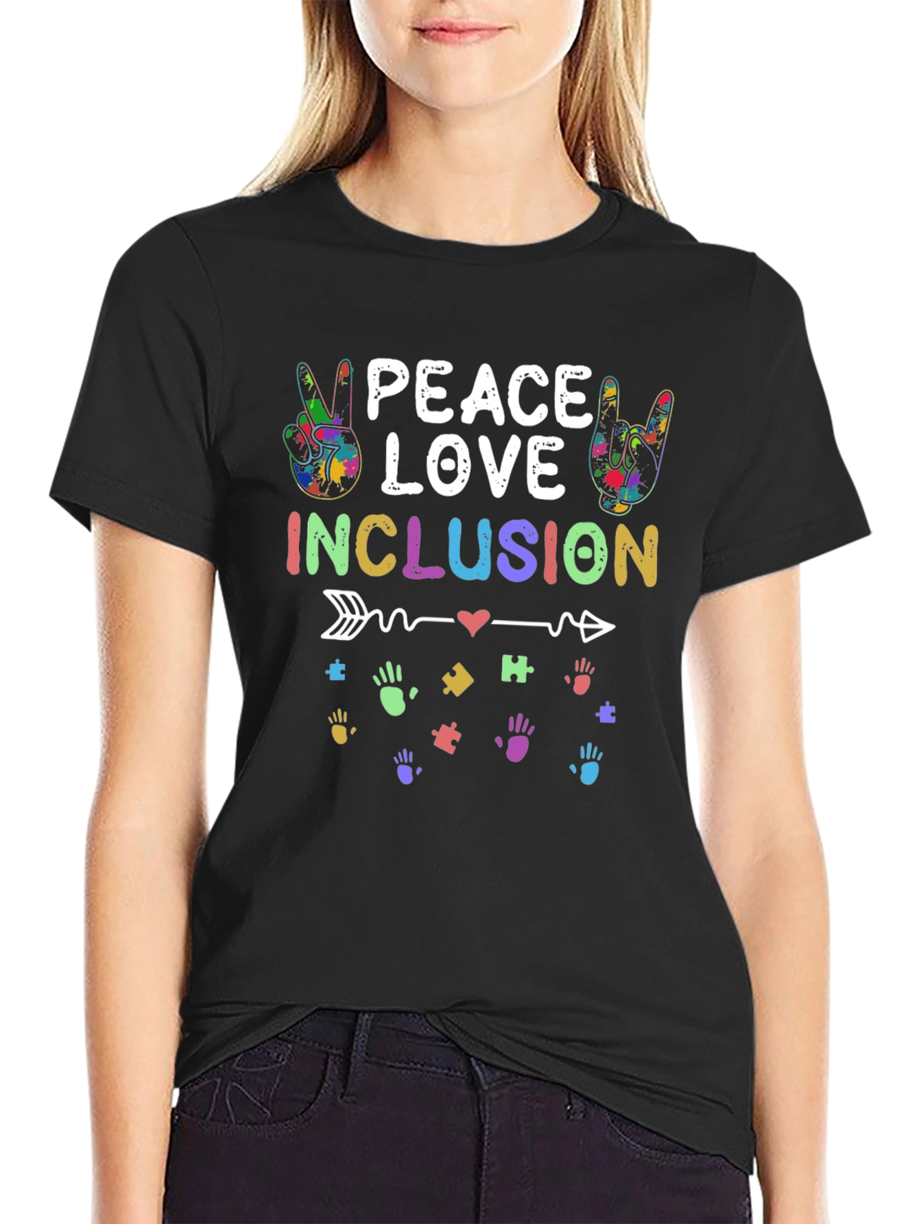Black Peace Love Inclusion T-Shirt view 2