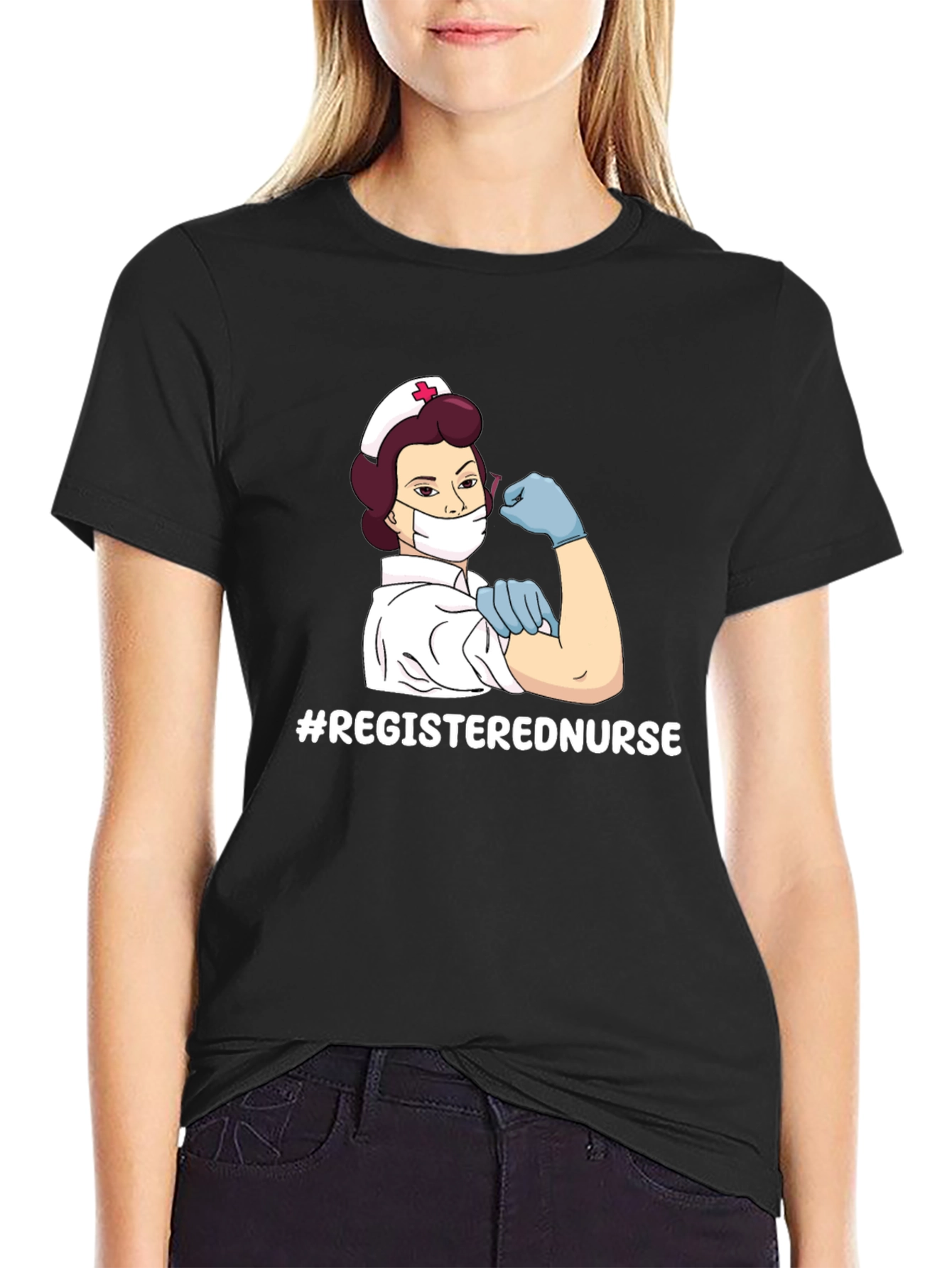 Black Registered Nurse Graphic T-Shirt - Strong Women Empower! view 2