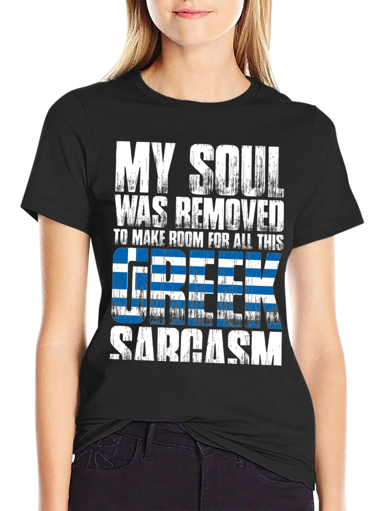 Black Funny Greek Sarcasm T-Shirt  view 2
