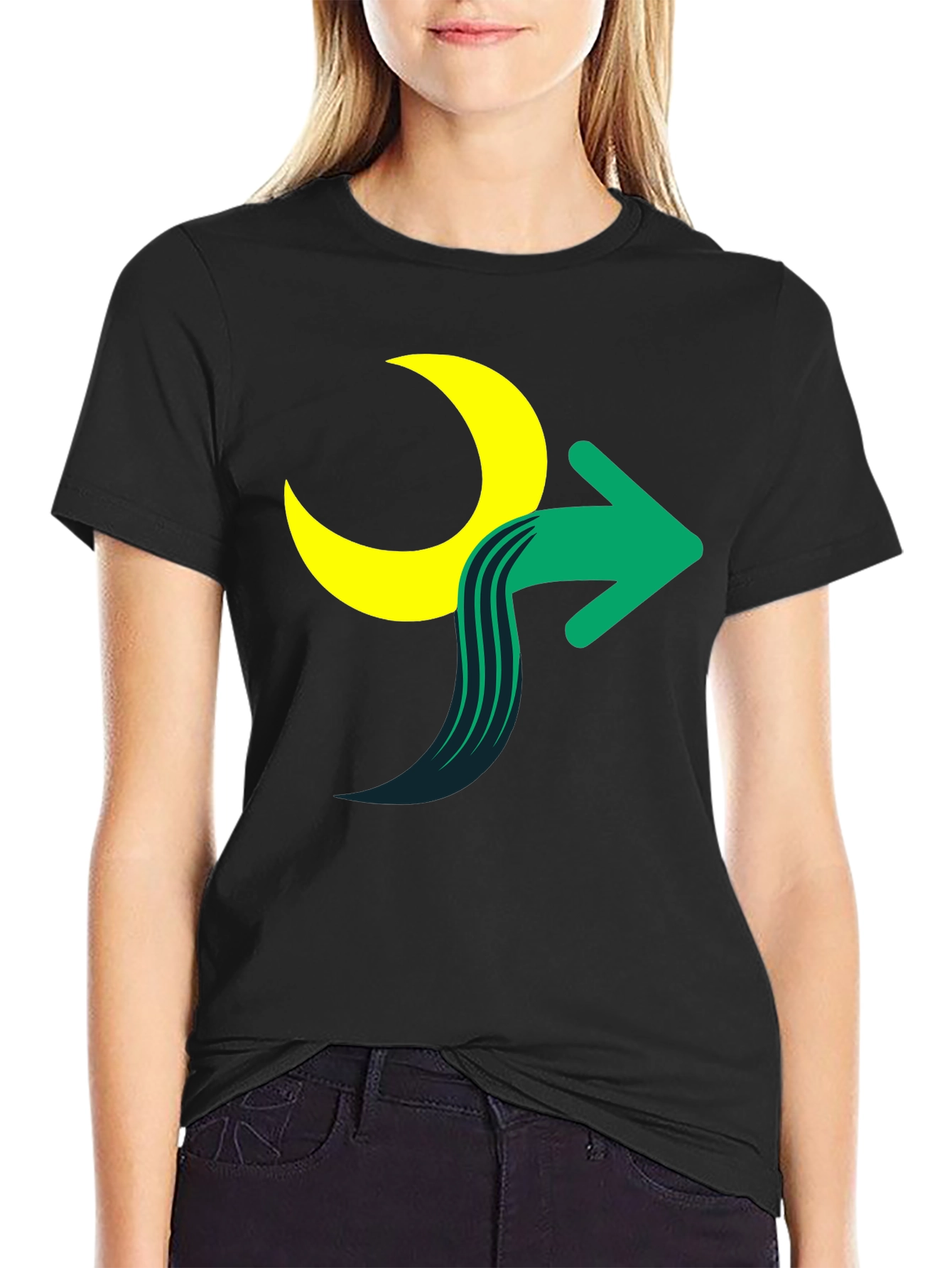 Black Moon Arrow Graphic Tee - Stylish Cotton Blend Shirt view 2