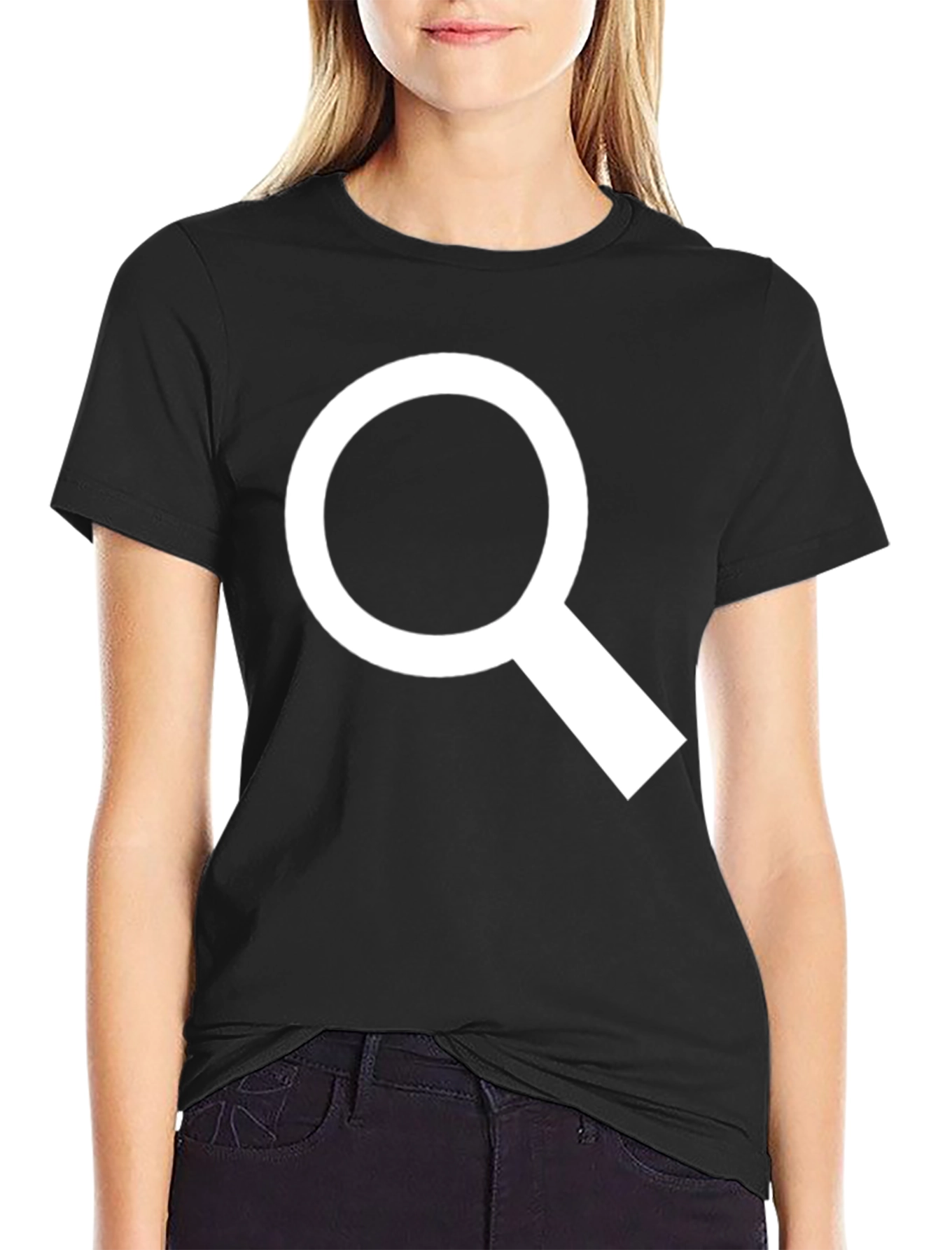 Black Magnifying Glass Graphic T-Shirt - Search Tee view 2