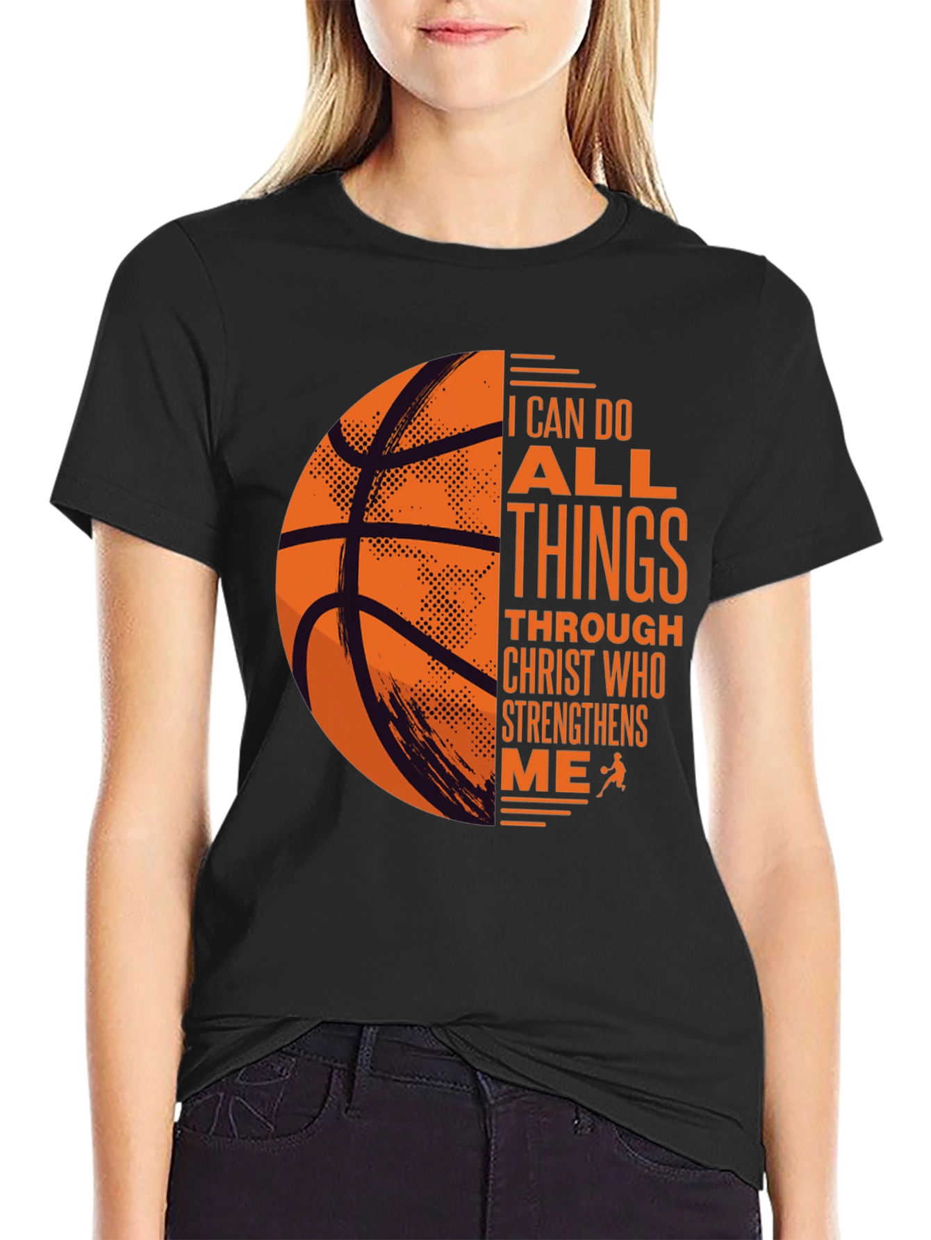 Black Basketball Christian T-Shirt: I Can Do All Things view 2