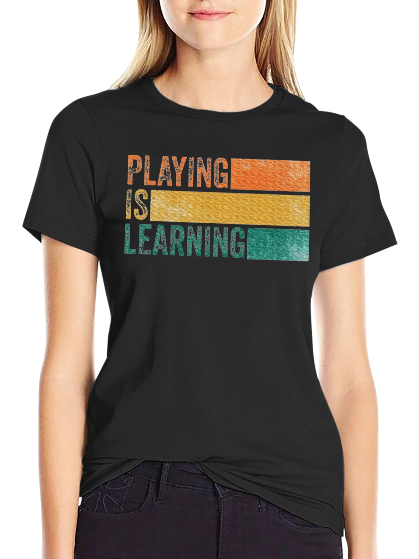 Black Playing is Learning Graphic T-Shirt view 2