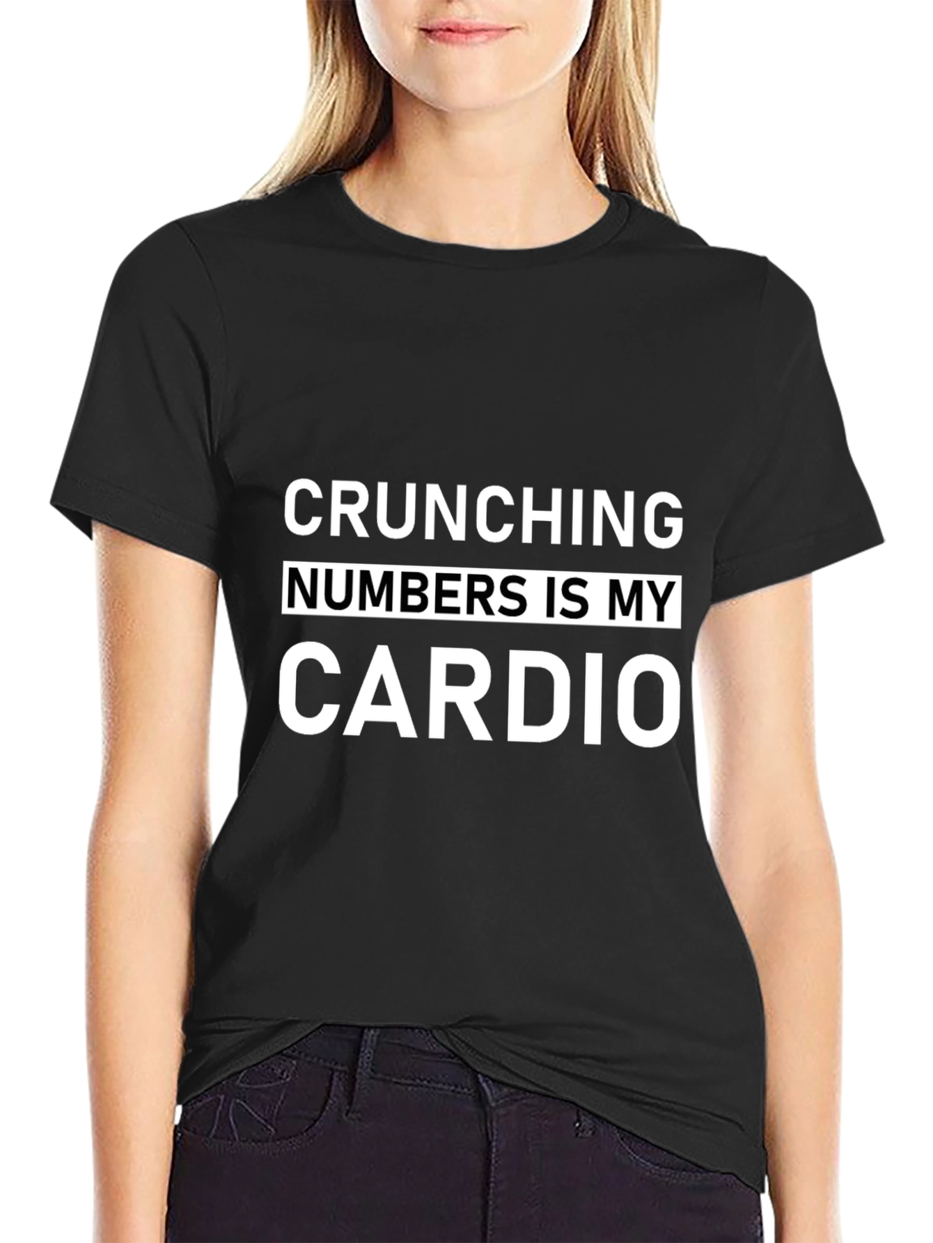 Black Crunching Numbers Is My Cardio Black T-Shirt view 2