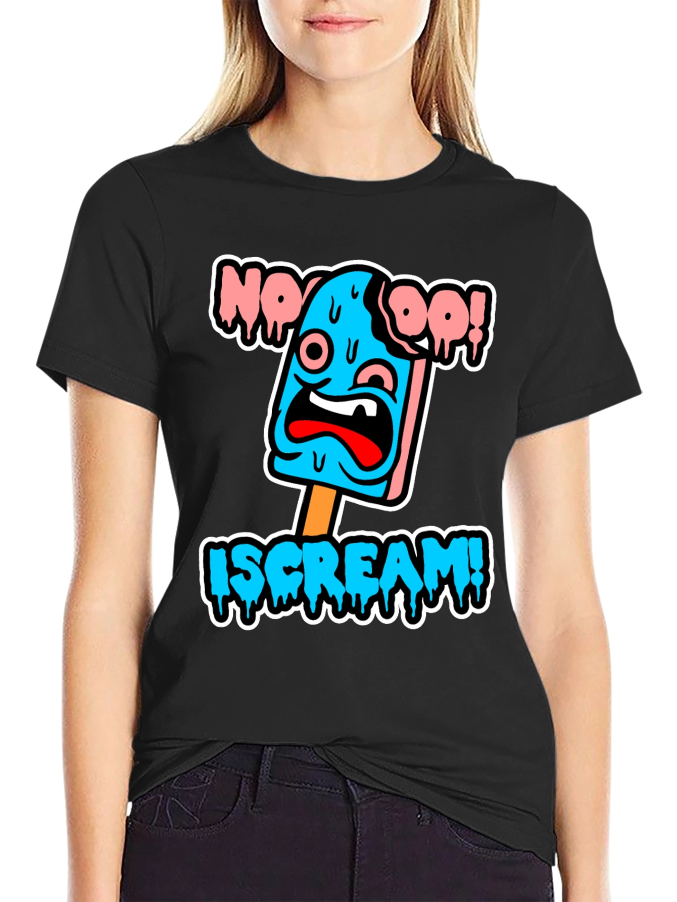 Black Ice Cream Horror T-Shirt - Funny Graphic Tee view 2