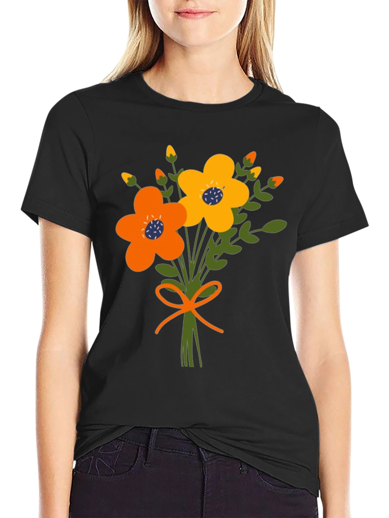 Black Floral Bouquet Graphic Tee view 2