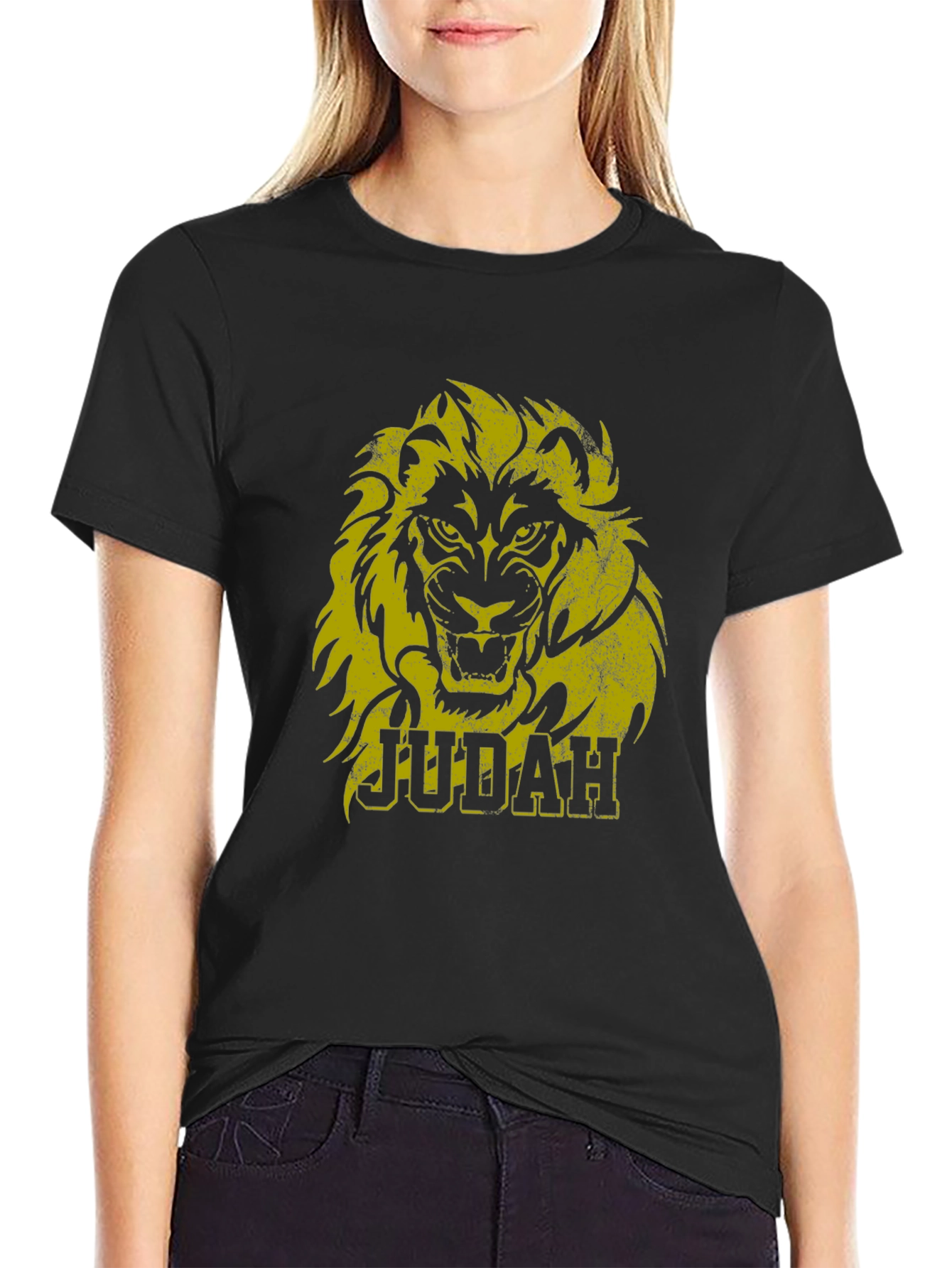 Black Judah Lion Graphic T-Shirt - Soft Cotton Tee view 2
