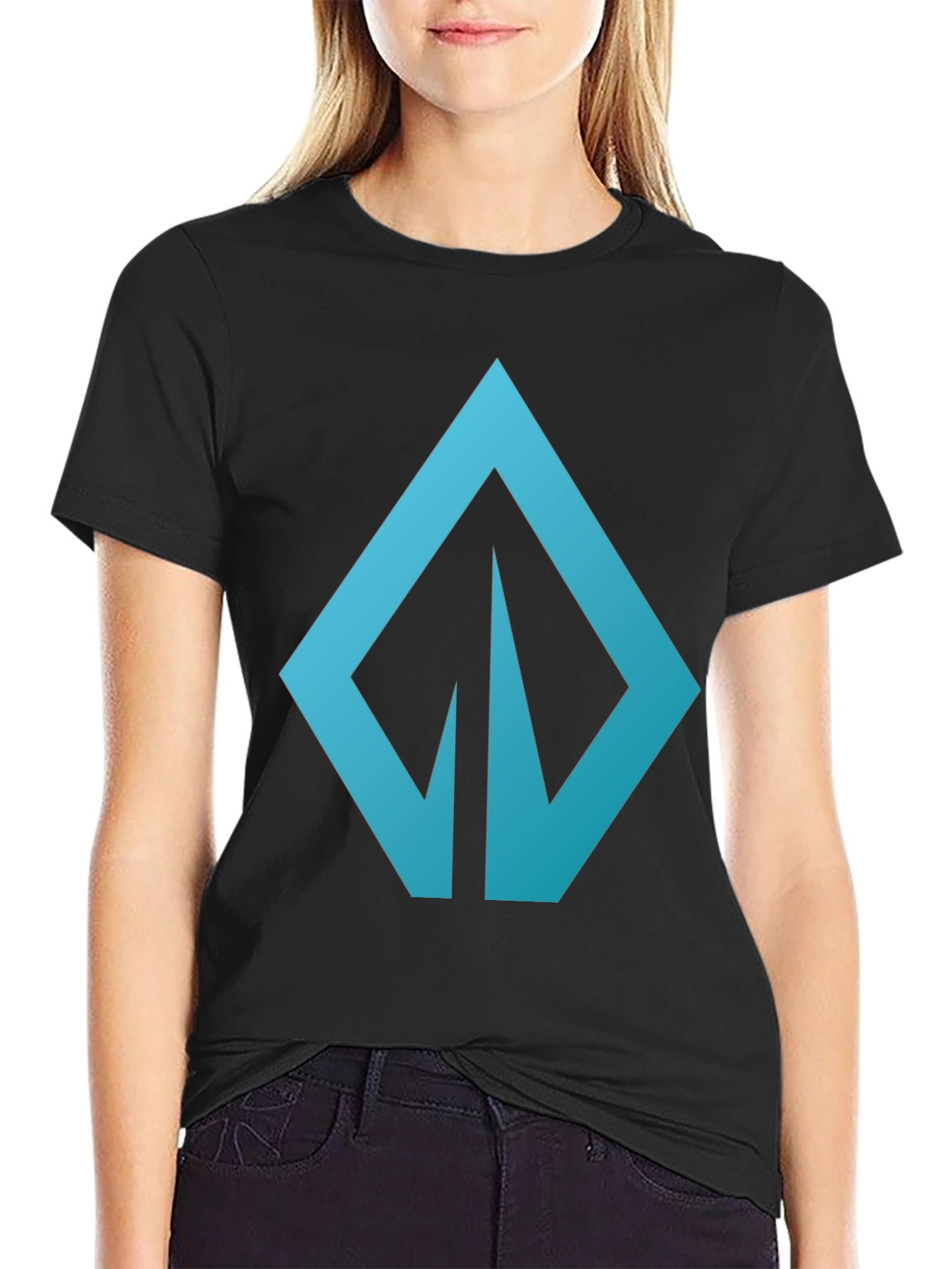 Black Modern Blue Logo Graphic Tee - Casual Style view 2