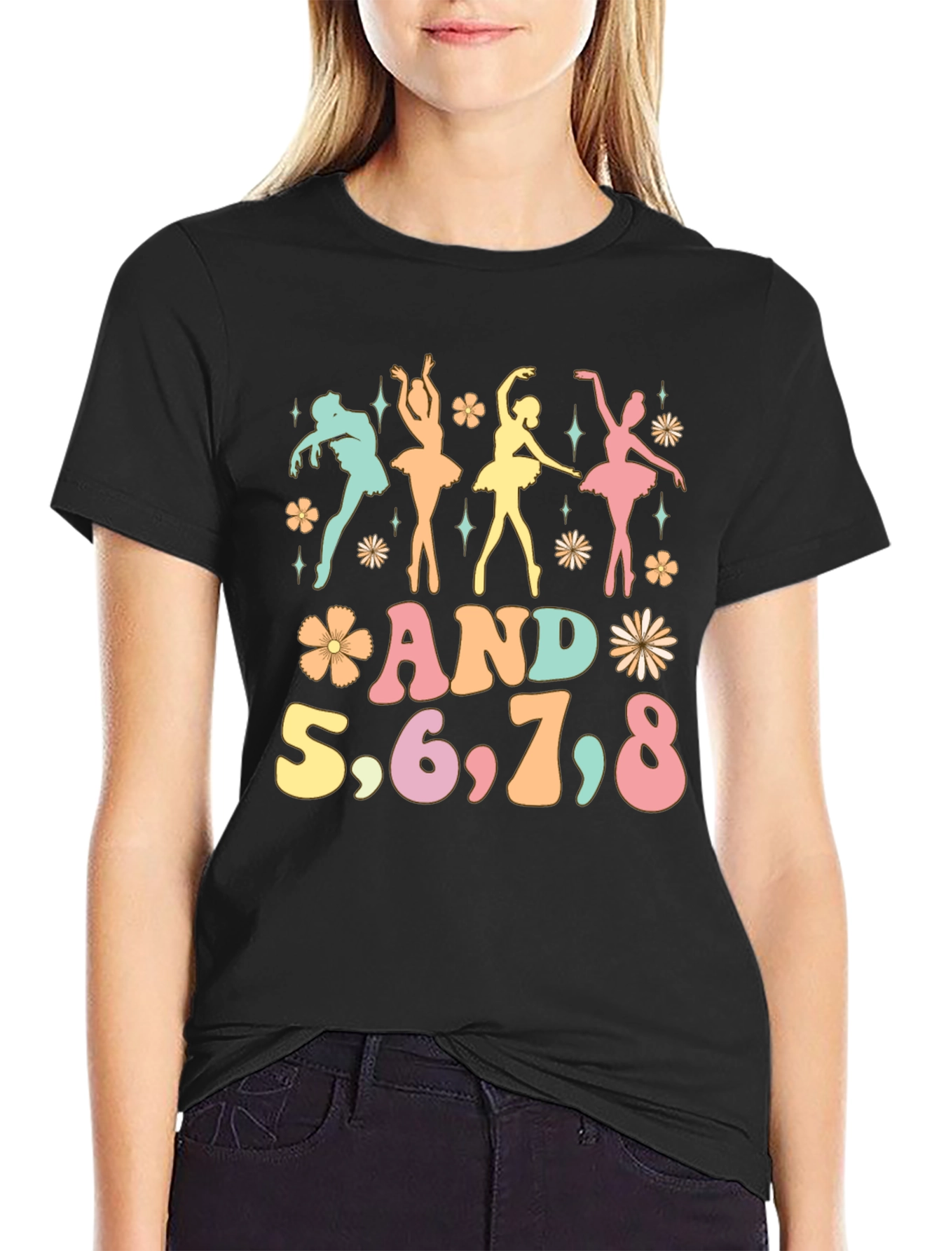 Black Dance 5,6,7,8 Black T-Shirt view 2